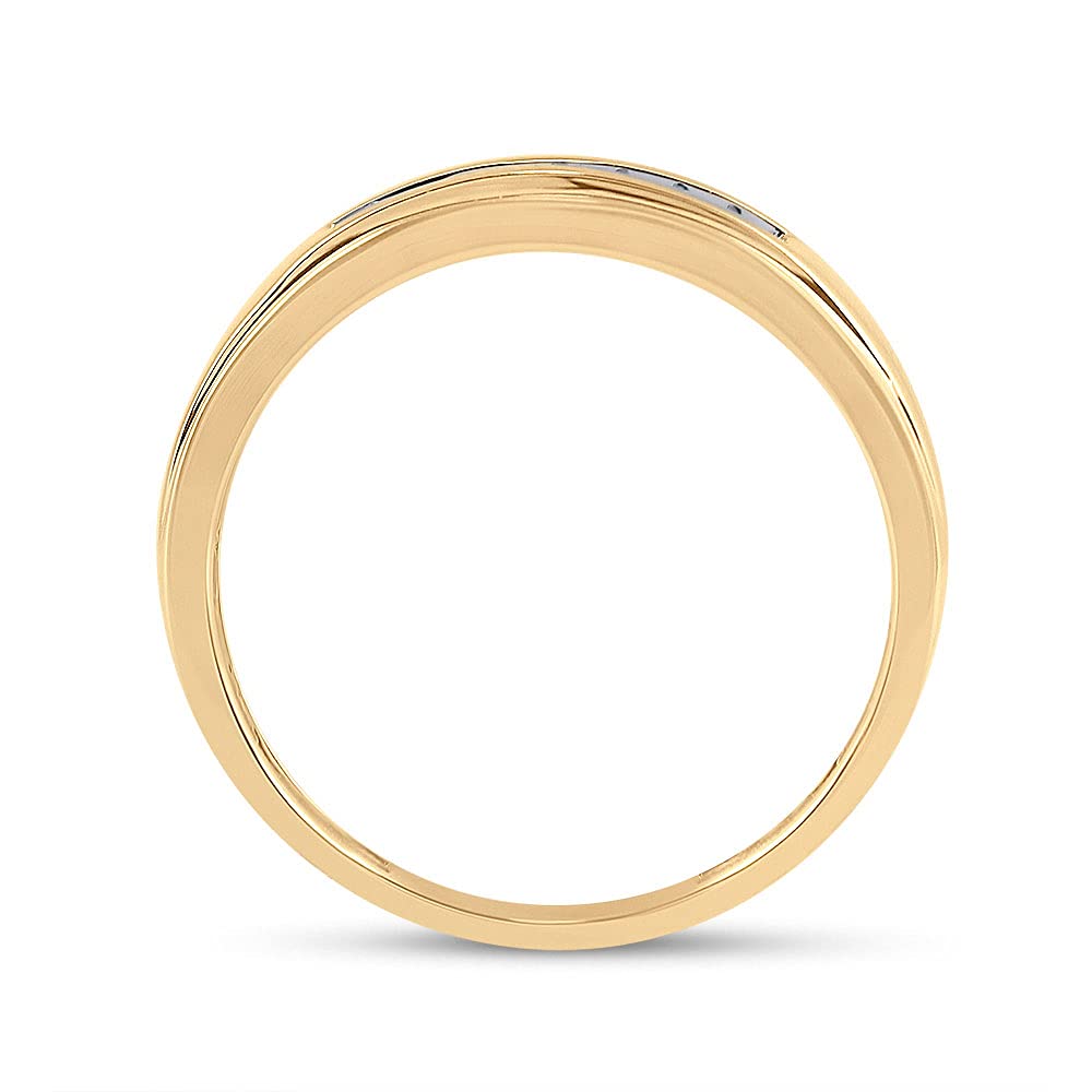 10Kt Yellow Gold Men's Round Diamond Wedding Band Ring - 1/12 Cttw, Perfect for Engagement, Anniversary & Special Occasions