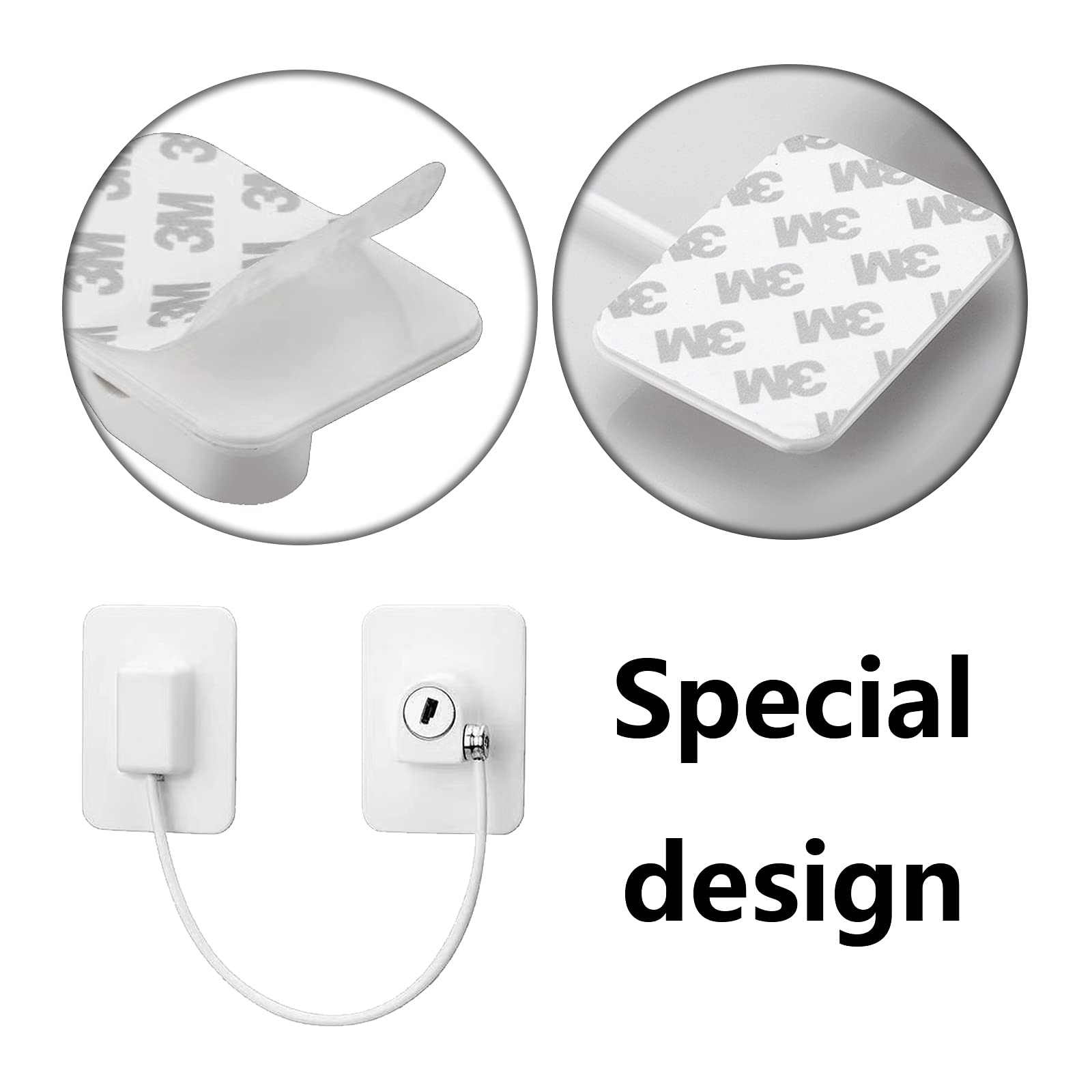 Child Safety Cabinet Latches - 2 Pack Self Adhesive Window & Door Locks for Baby Proofing - Secure Fridge, Cabinets & Drawers - White Childproof Locks for Home Safety (Perfect for Kitchens, Bathrooms & Nursery Areas)