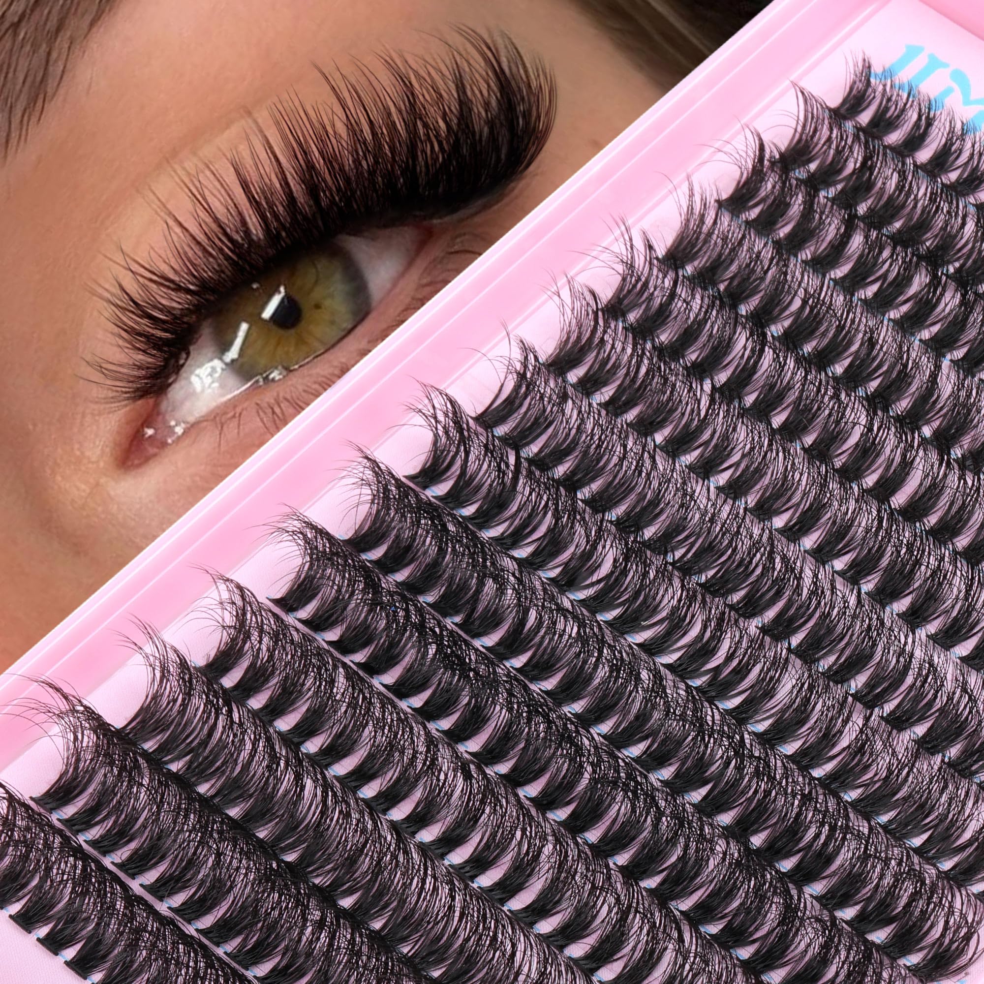 JIMIRE Fluffy Lash Clusters - 280Pcs 9-16mm Volume Wispy Mink Eyelash Extensions for Beginners | Natural Look, Easy Application | Perfect for Weddings, Parties & Daily Wear