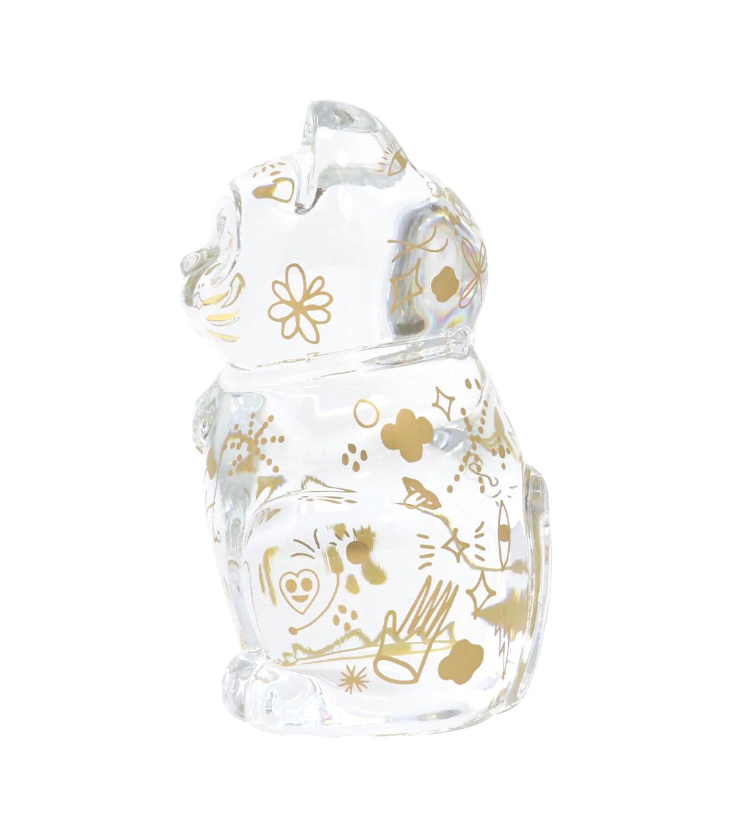 Faunacrystopolis Maneki Neko Baccarat Crystal Cat - Japanese Lucky Charm for Home & Office Decor, Wealth & Good Fortune Attractor