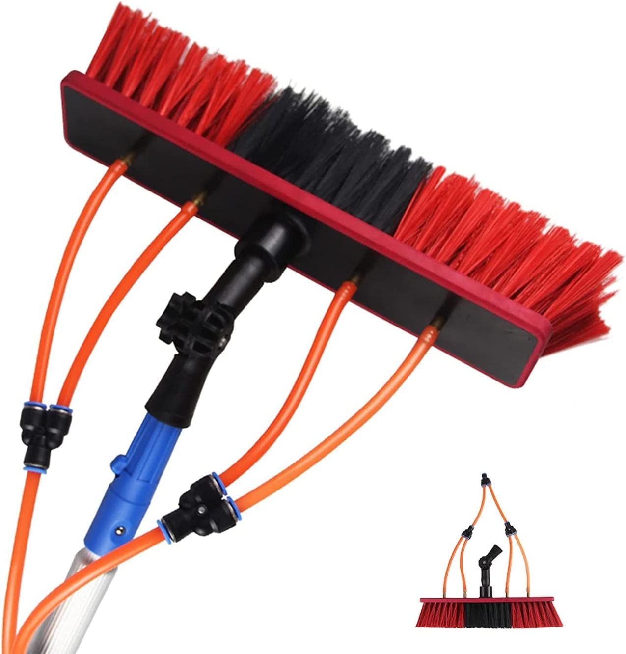 **30cm Telescopic Window Cleaning Pole with Water Feed, 8m Brush - Extendable Window Washing Pole for High Windows, Balconies & Hard-to-Reach Areas - Perfect for Home, Office & Commercial Cleaning**