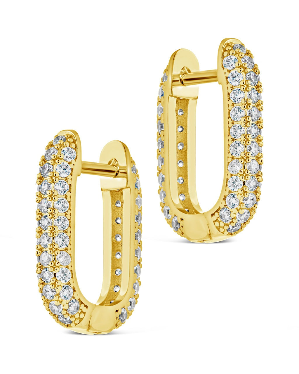 Mara CZ Rectangle Hoop Earrings for Women - Sterling Silver Cubic Zirconia Fashion Jewelry - Perfect for Parties, Weddings & Everyday Wear