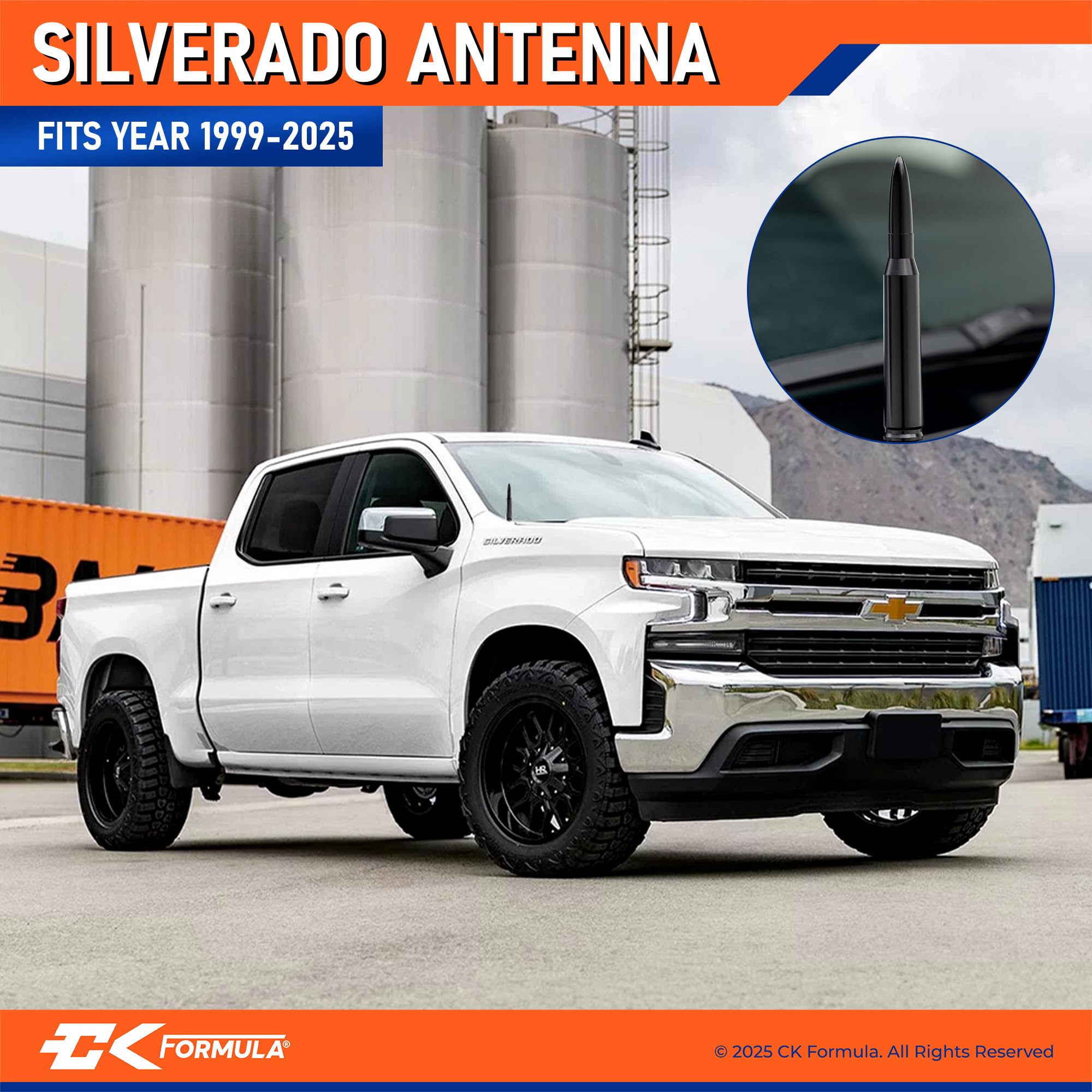 Black Short Antenna for Chevy Silverado & GMC Sierra (1999-2025) - Truck Accessories for Off-Road & City Driving