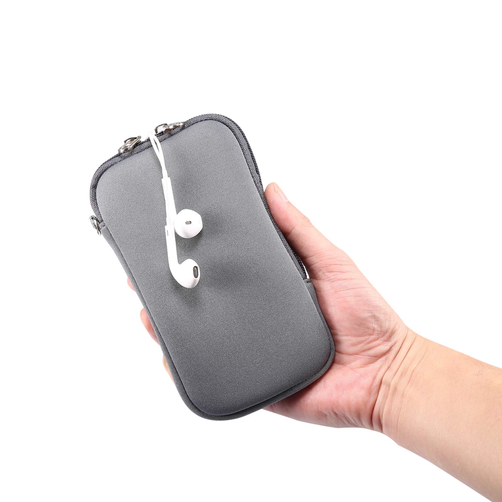 Waterproof Neoprene Phone Pouch with Zipper & Adjustable Neck Strap - Compatible with iPhone 16/16 Pro/15/15 Pro/14/14 Pro/13/12/SE/X/XS, LG Aristo/Phoenix Series (Gray) - Ideal for Travel, Gym, Hiking & Outdoor Activities