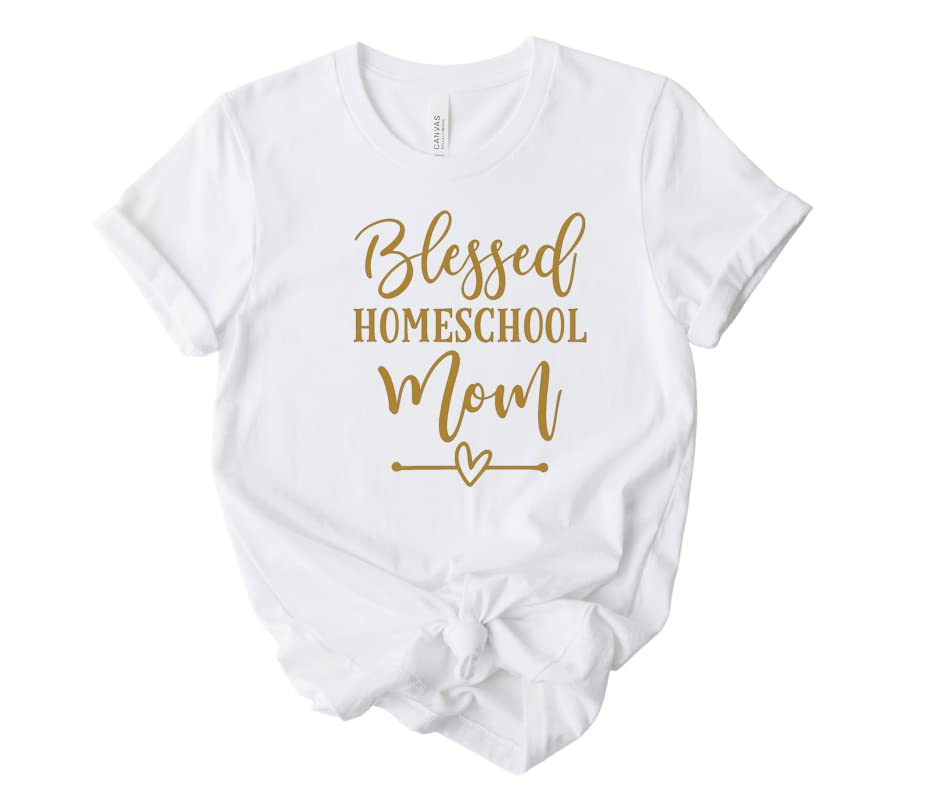 Blessed Homeschool Mom T-Shirt for Women - Cute Stay at Home Mom Gift, Mother's Day Present for Homeschooling Mama - Plus Size Homemaker Shirts - Perfect for Homeschooling, Parenting & Family Life