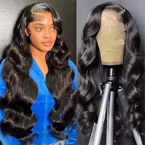 MSGEM 180% Density 13x4 Transparent Lace Front Wig - 18 Inch Brazilian Virgin Human Hair Body Wave Wig with Pre-Plucked Hairline & Baby Hair for Black Women | Natural Color, HD Lace, Breathable & Comfortable for Daily Wear, Parties & Special Occasions