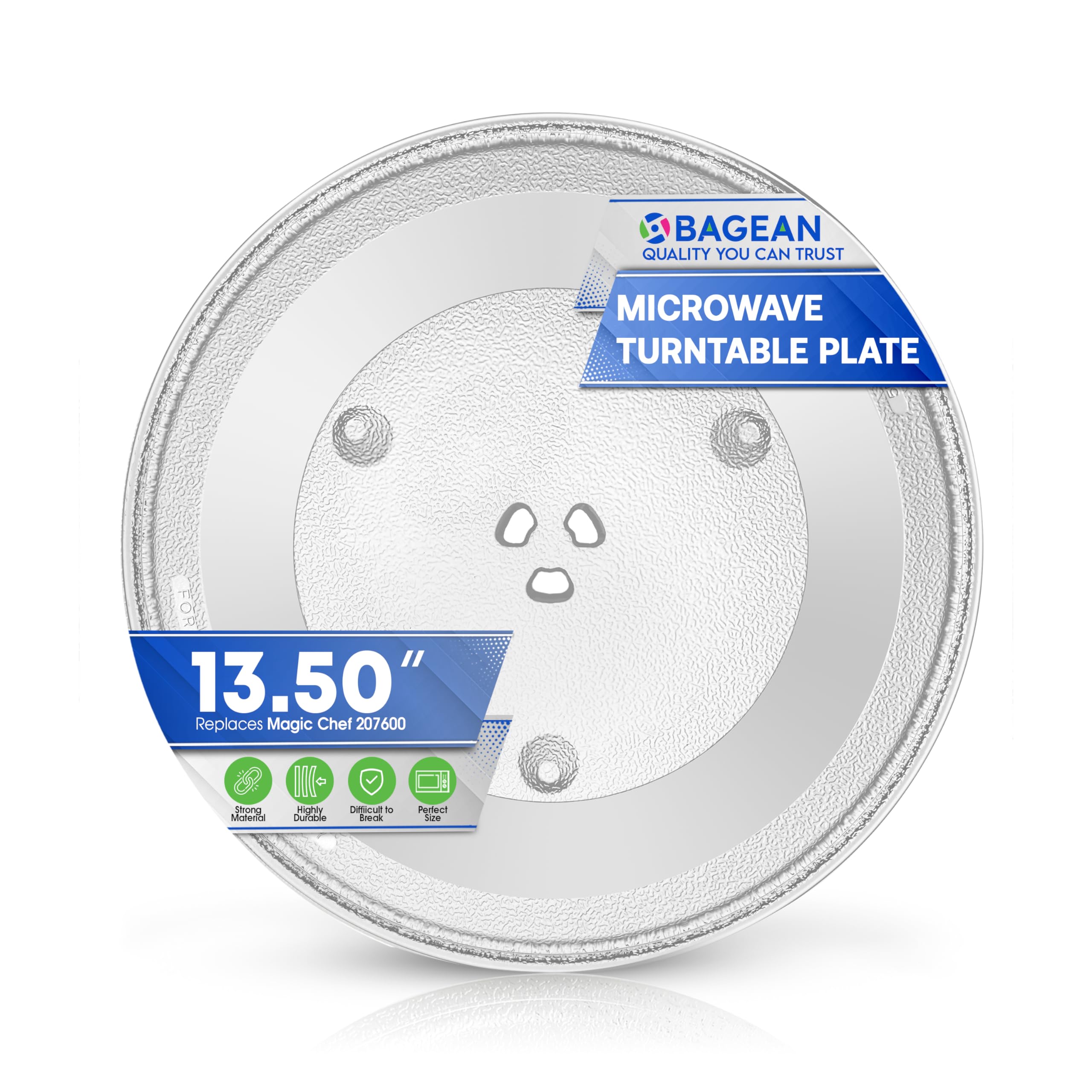 13.4 Inch Microwave Turntable Plate Replacement - Fits Magic Chef 207600 & Other Models - Durable Glass Spinning Tray for Even Heating - Perfect for Reheating Food, Cooking Meals & Defrosting in Microwave Ovens