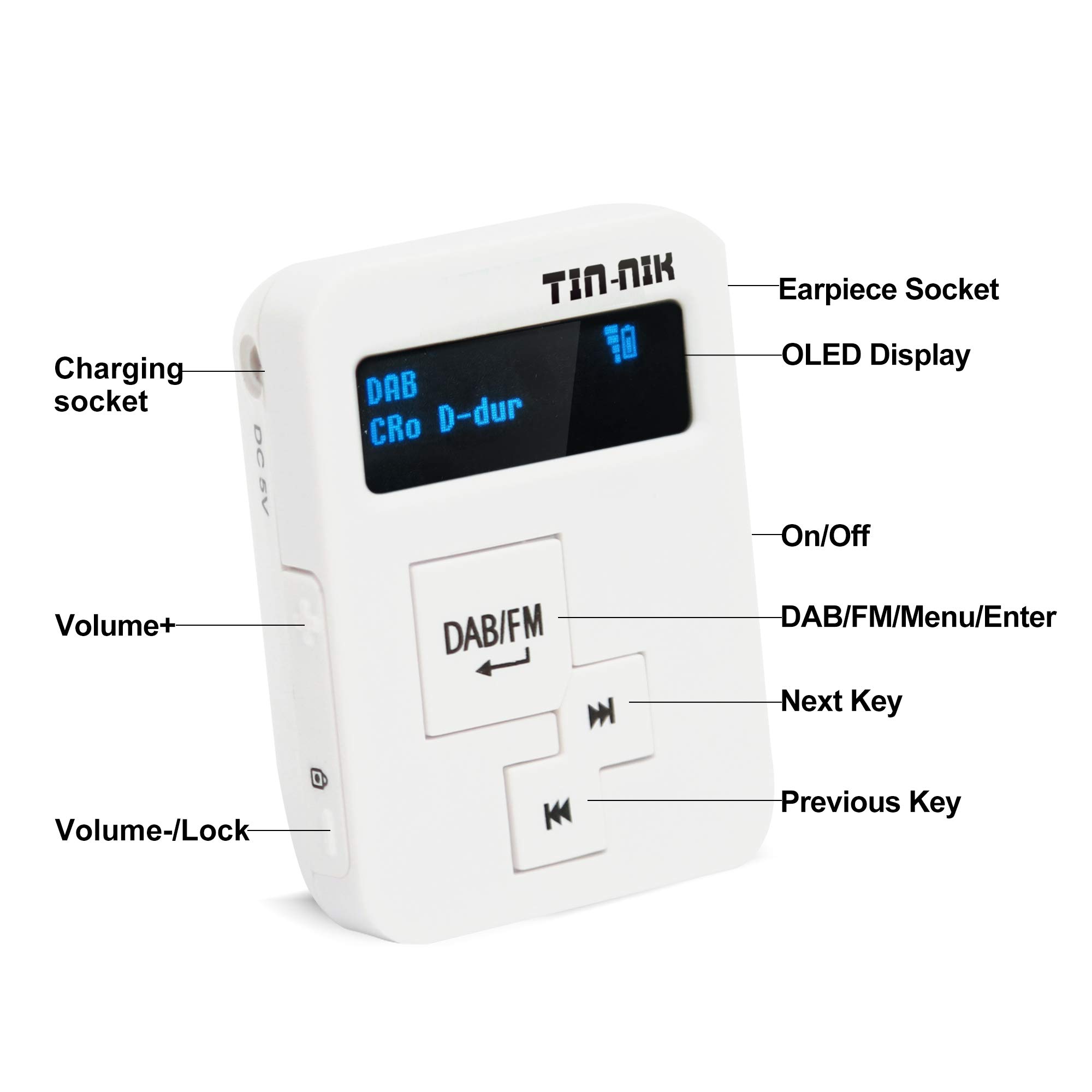 Portable DAB/DAB+/FM Digital Radio with Rechargeable Battery, OLED Display & Earphones - Compact Personal Radio for Sports, Running, Walking, Jogging, Cycling & Outdoor Activities | Perfect for Commuting, Travel & Emergency Use