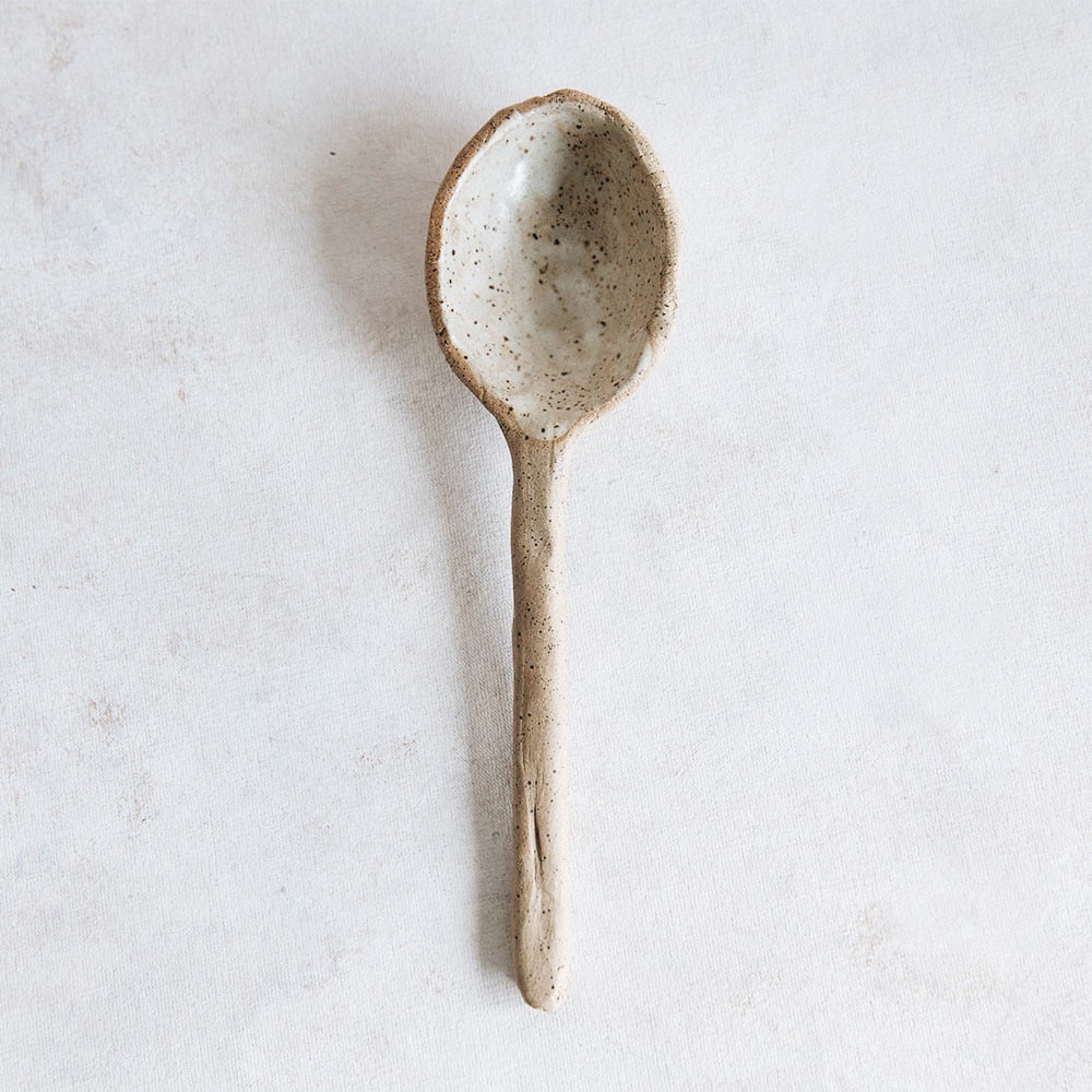 Handcrafted Rustic Brown Stoneware Serving Spoon - Durable & Stylish for Dining, Entertaining & Kitchen Use