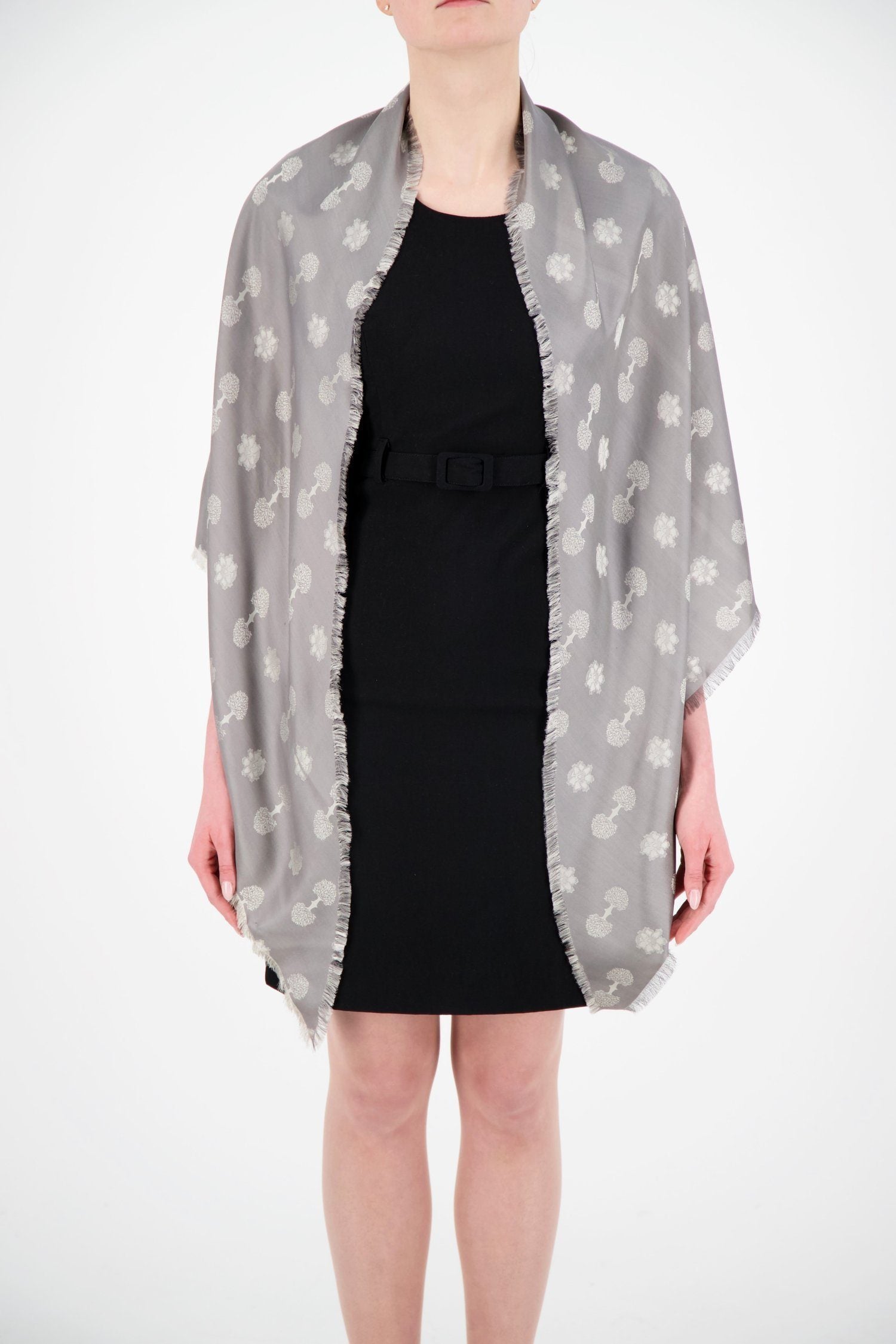 Como Silks Grey Pelargoni Sasso - Premium Silk Scarf for Women, Elegant Fashion Accessory for Parties, Weddings & Special Occasions