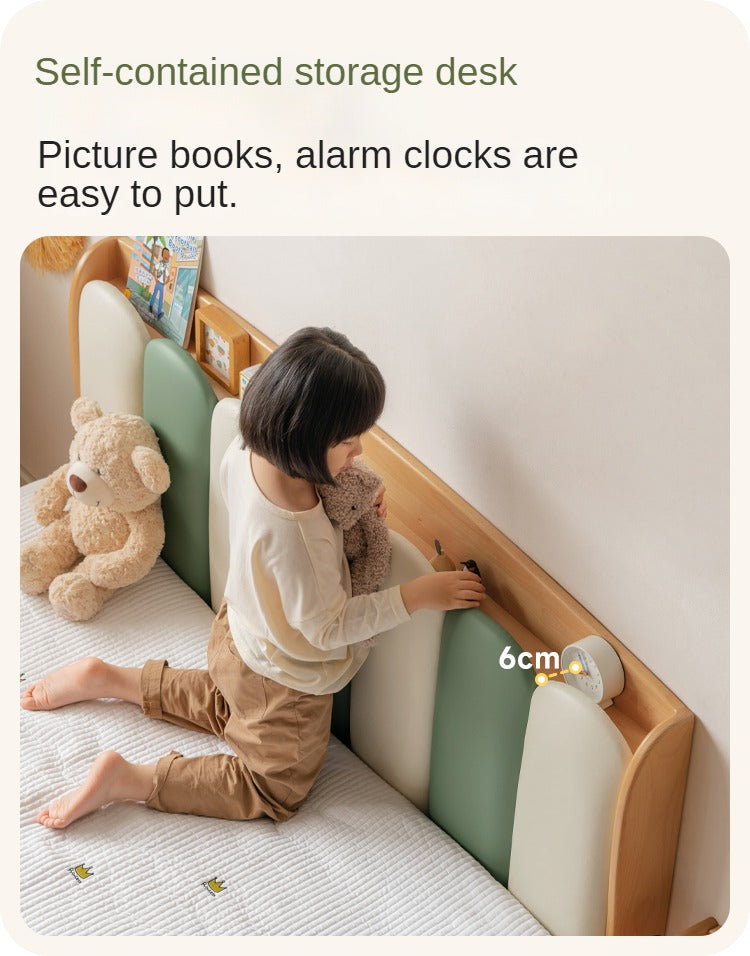 Solid Beech Wood Soft Single Kids Bed - Durable & Safe Children's Bedroom Furniture for Toddlers & Teens - Perfect for Bedrooms, Daycare, and Guest Rooms