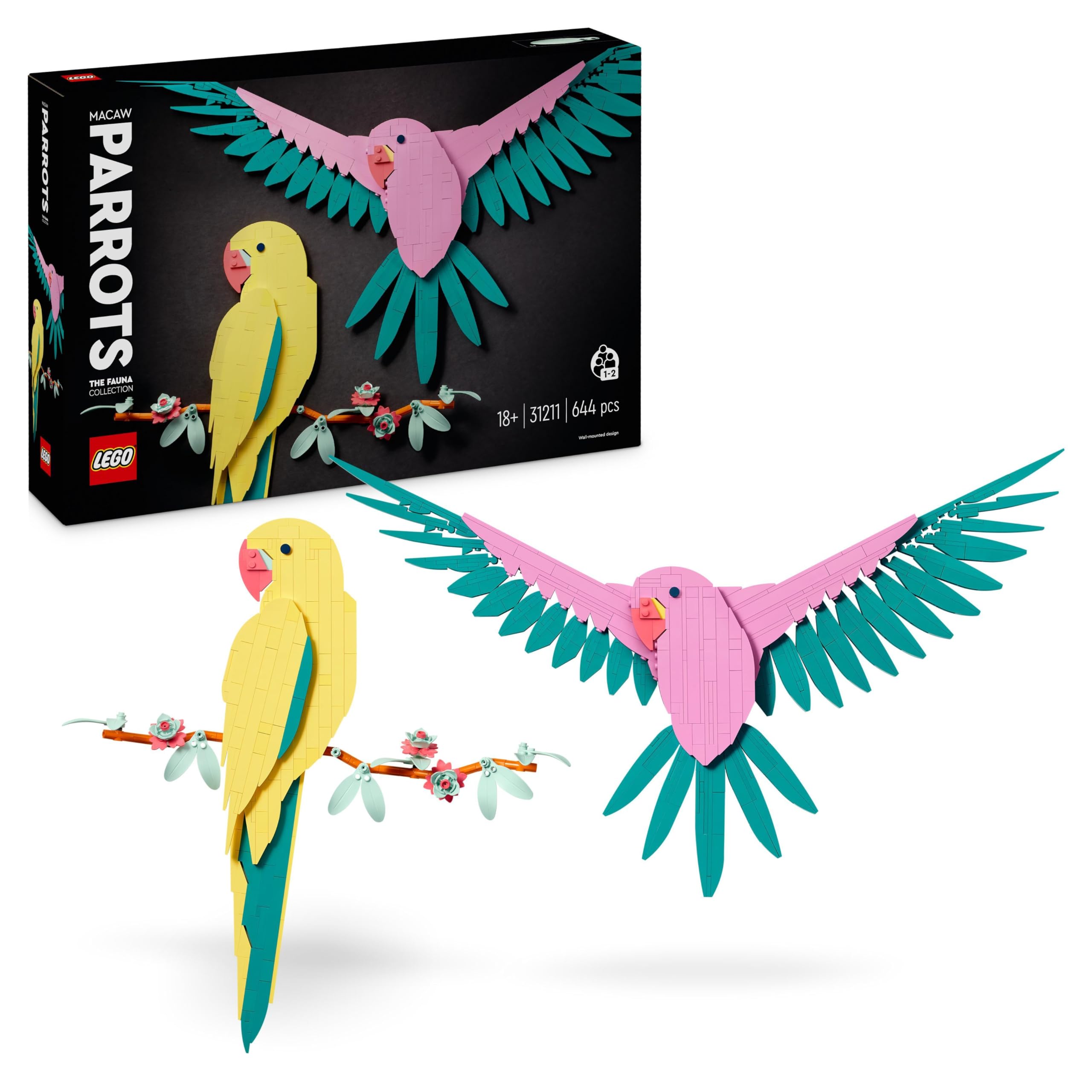 LEGO Art The Wild Collection – Macaw Parrots, DIY Wall Art Decor with Exotic Bird Design, Creative Craft Kit for Adults, Unique Gift for Women & Men, Him & Her (Set 31211) – Perfect for Home Office, Living Room & Bedroom Decor