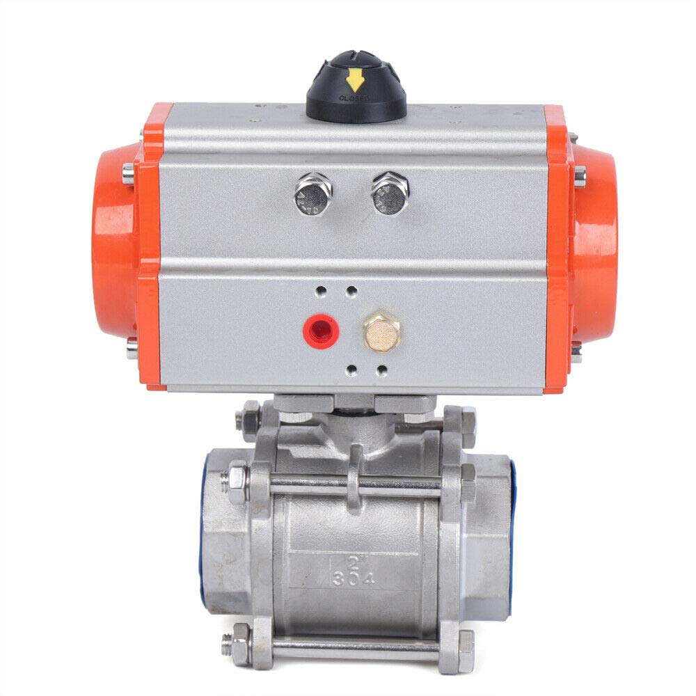 2-Inch 3-Piece Single-Acting Pneumatic Air Actuated Stainless Steel Steam Ball Valve - 1000 PSI, Ball Check, for Automatic Control Systems - Ideal for Industrial Steam Lines, HVAC Systems, and Process Automation