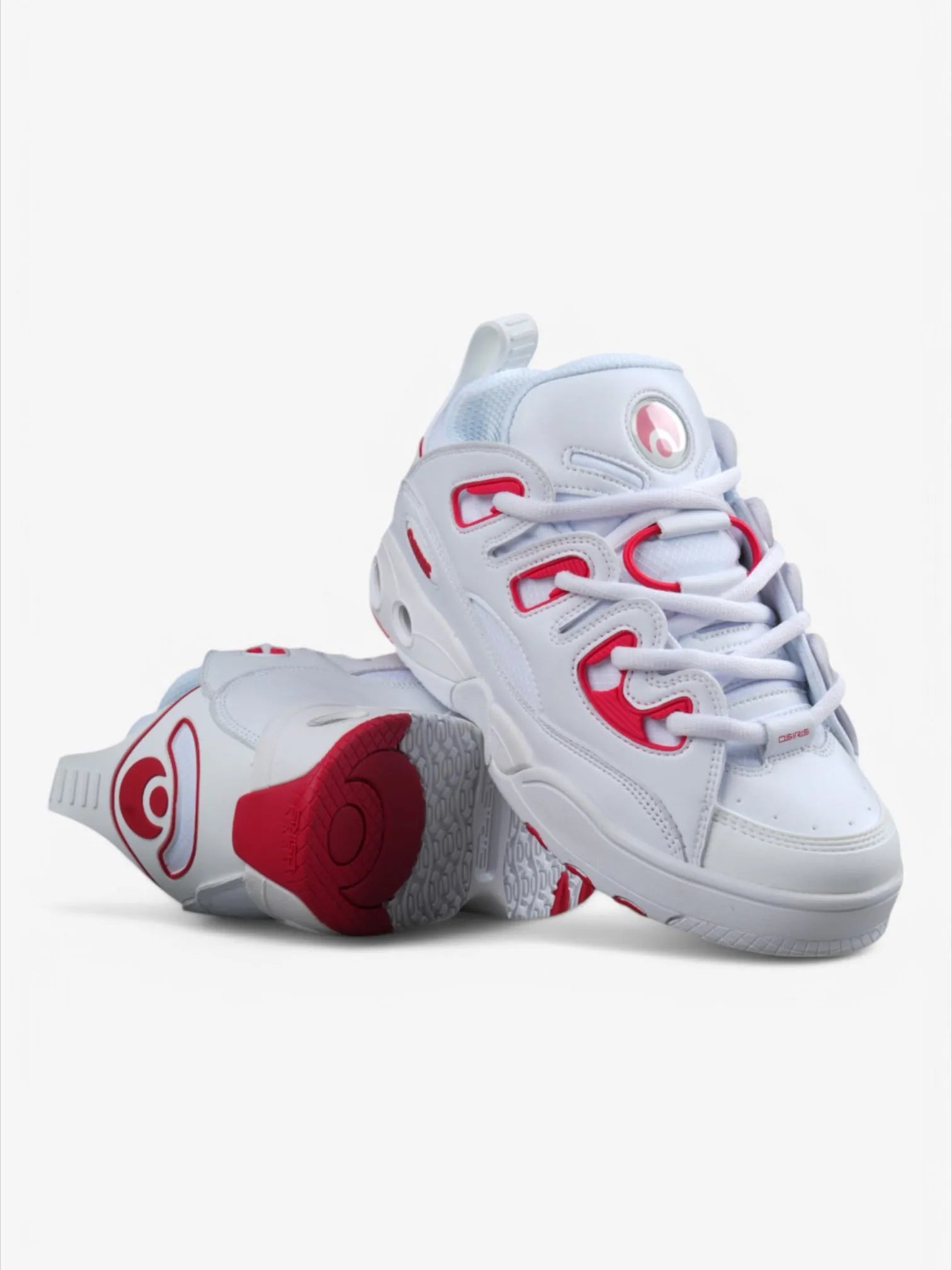 Osiris D3 E Skate Shoes - White & Red - High-Performance Sneakers for Skating, Streetwear & Casual Wear