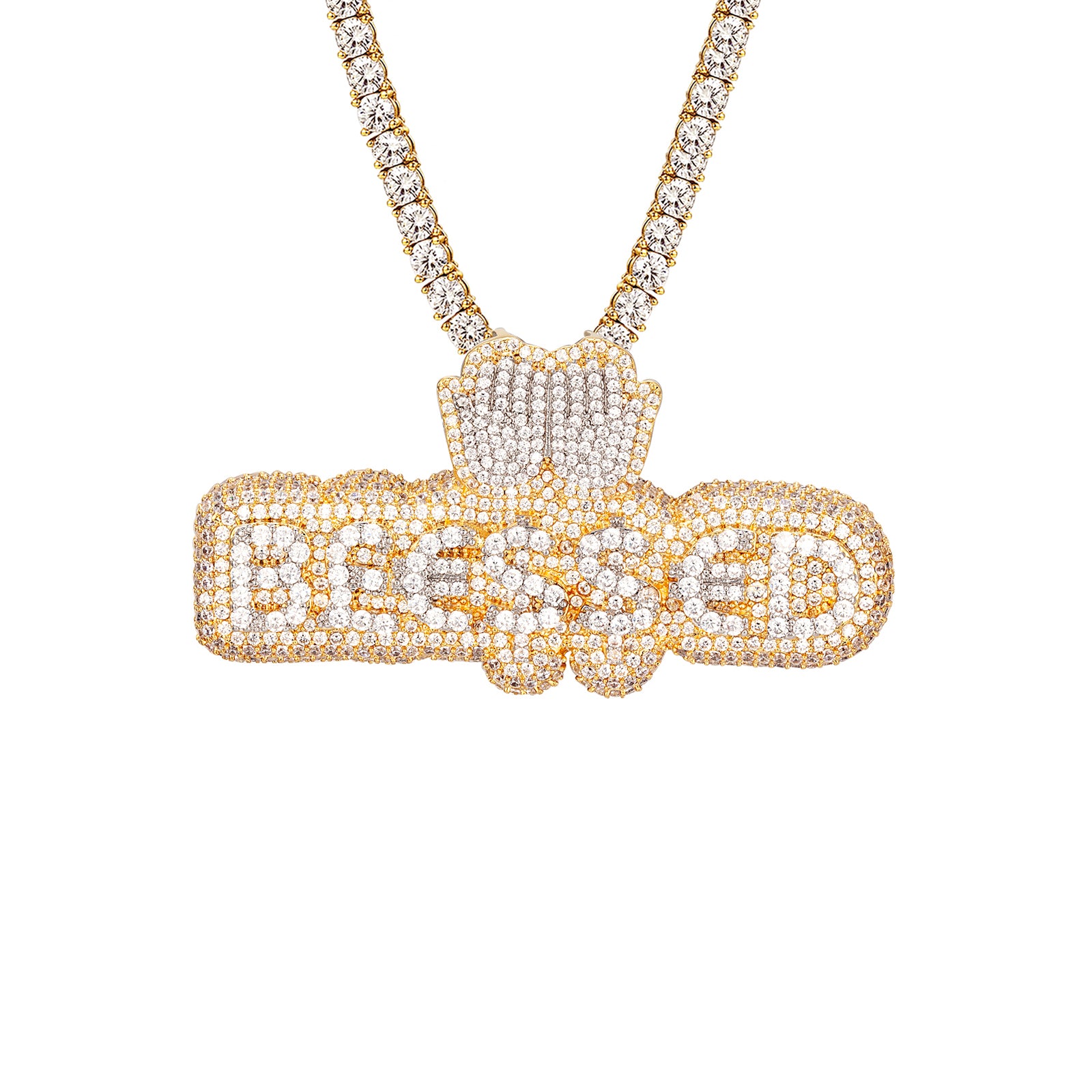 Blessed Sterling Silver Hamsa Hand Pendant with Yellow Gold Tone - Perfect for Spiritual Protection & Fashion Jewelry Gifts