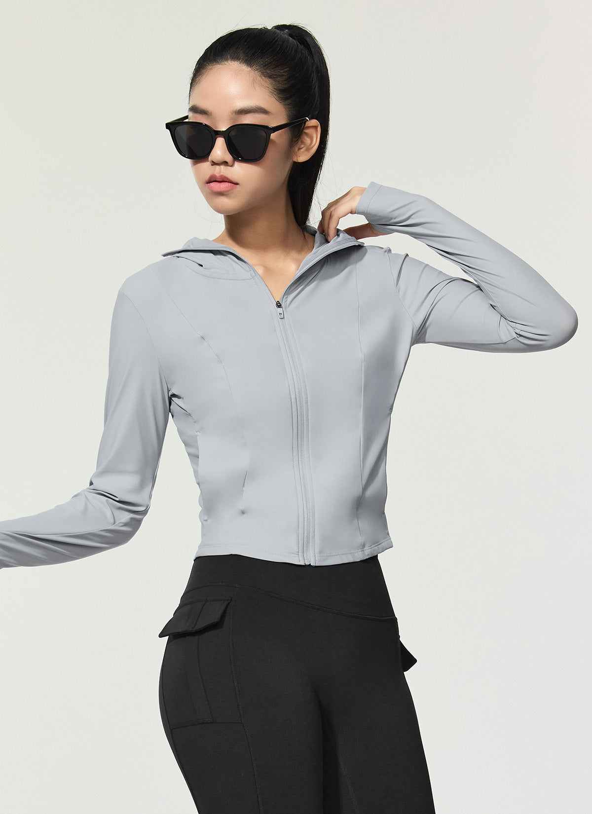 Lightweight Cooling Slim Fit Crop Hoodie Jacket for Women - Breathable Summer Workout & Casual Wear