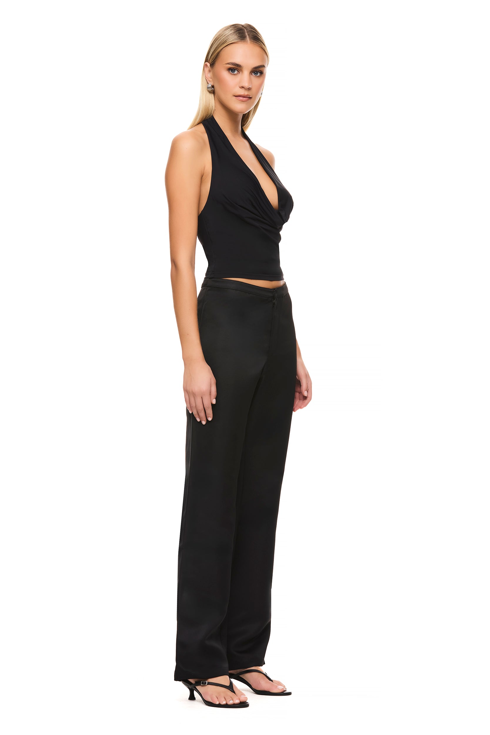 Brodie Black Pants for Women - High Waisted Slim Fit Trousers for Work, Office & Casual Wear | Comfortable Stretch Fabric for Everyday Style