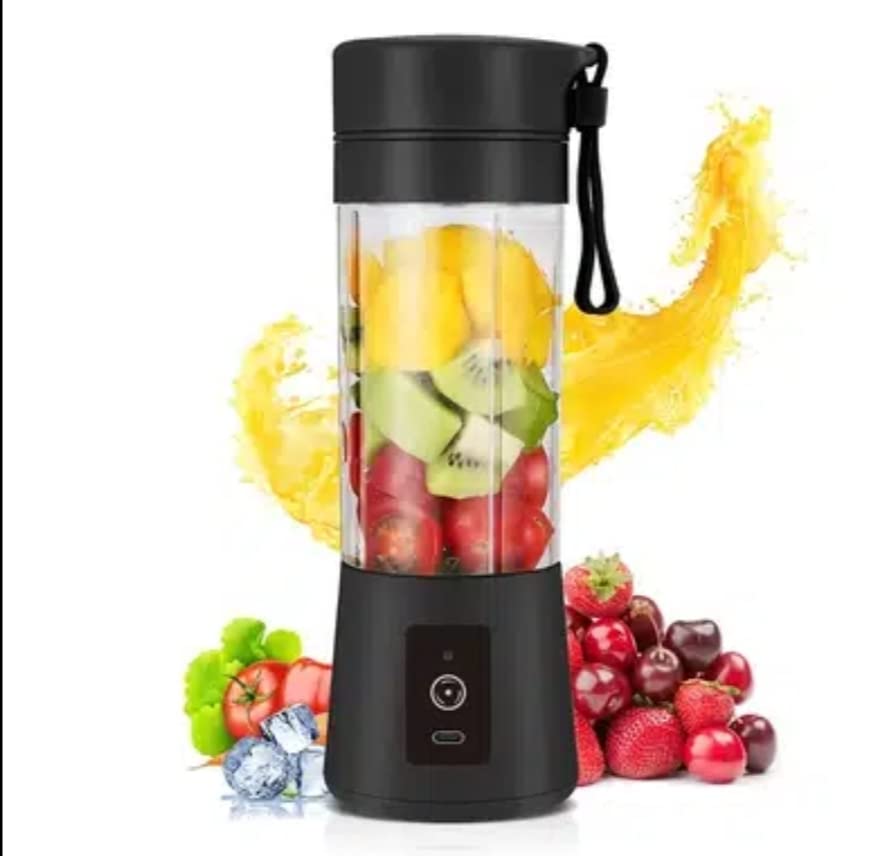 Portable USB Rechargeable Mini Blender - 380ml Travel Juice Cup for Smoothies, Shakes & Juicing | Wireless Personal Blender for Home, Office & Gym (Black) | Perfect for Healthy Drinks On-The-Go