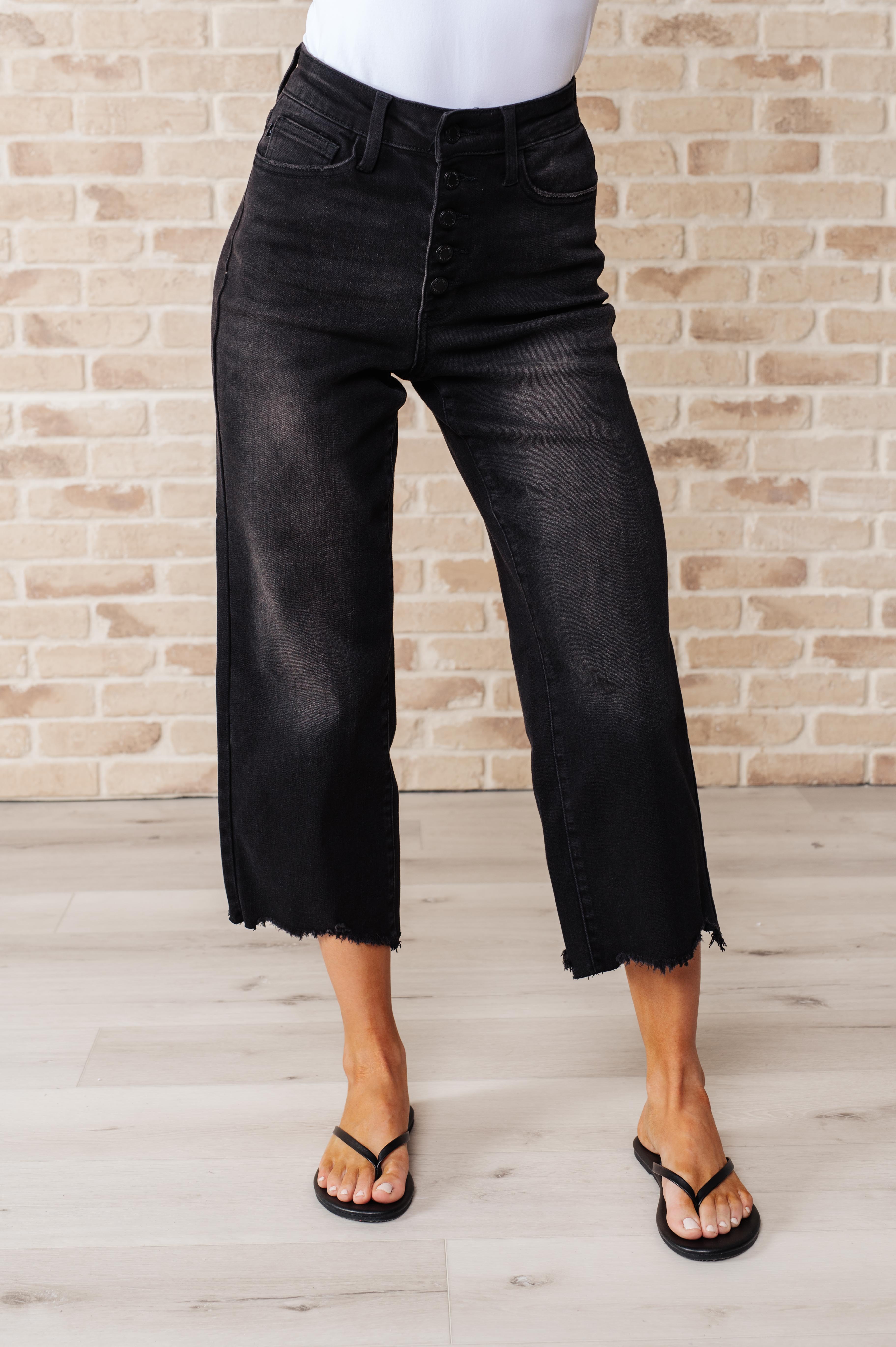 Ryan High Rise Button Fly Wide Leg Crop Jeans - Women's Vintage Denim Pants for Casual & Street Style Outfits | Perfect for Everyday Wear, Date Nights & Boho Fashion