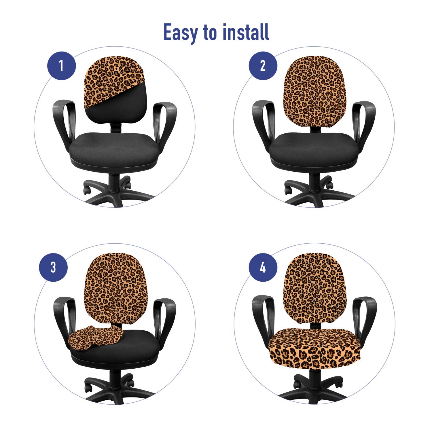 Ambesonne Peach Orange Leopard Print Office Chair Slipcover - Washable Stretch Fabric Cover with Exotic Animal Pattern - Standard Size for Home & Office Use - Perfect for Modern Workspace Decor