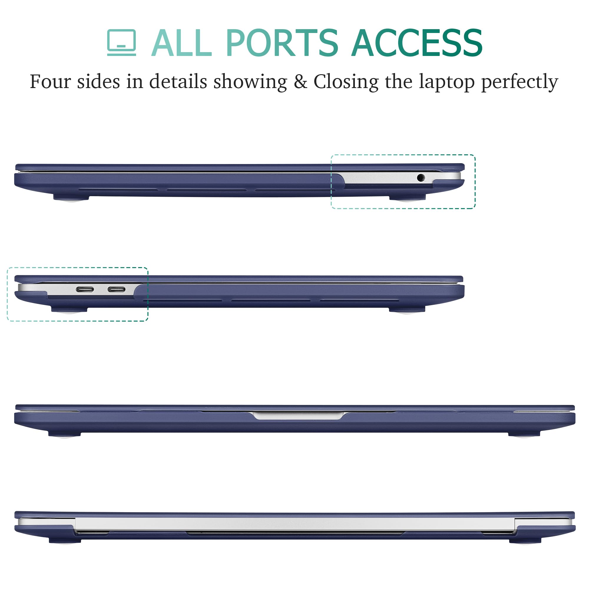 May Chen MacBook Pro 13 Case - Hard Plastic Protective Shell with Keyboard Cover for MacBook Pro 13 Touch Bar (M2/M1, Models A2338/A2251/A2289) in Matte Navy Blue | Perfect for Work, Travel & Everyday Protection