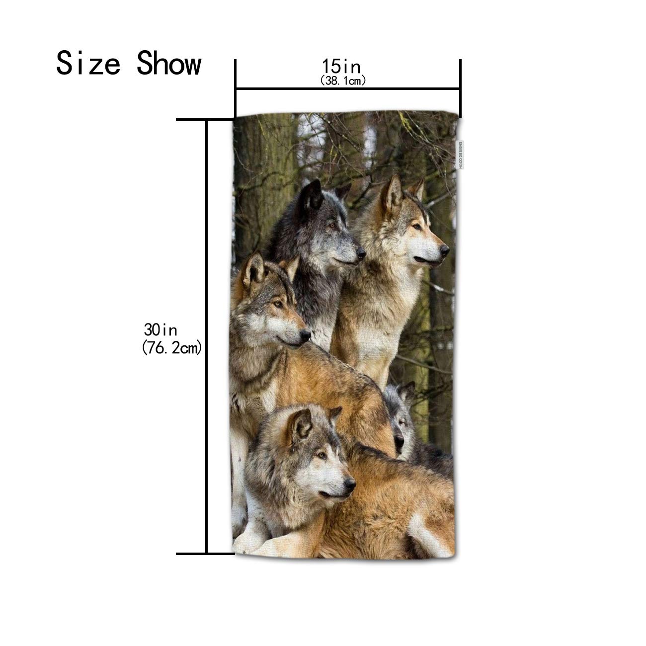 Premium Wolf Hand Towels Set - Soft & Absorbent Wild Animal Design Bath & Kitchen Towels for Bathroom, Gym, Yoga - 15