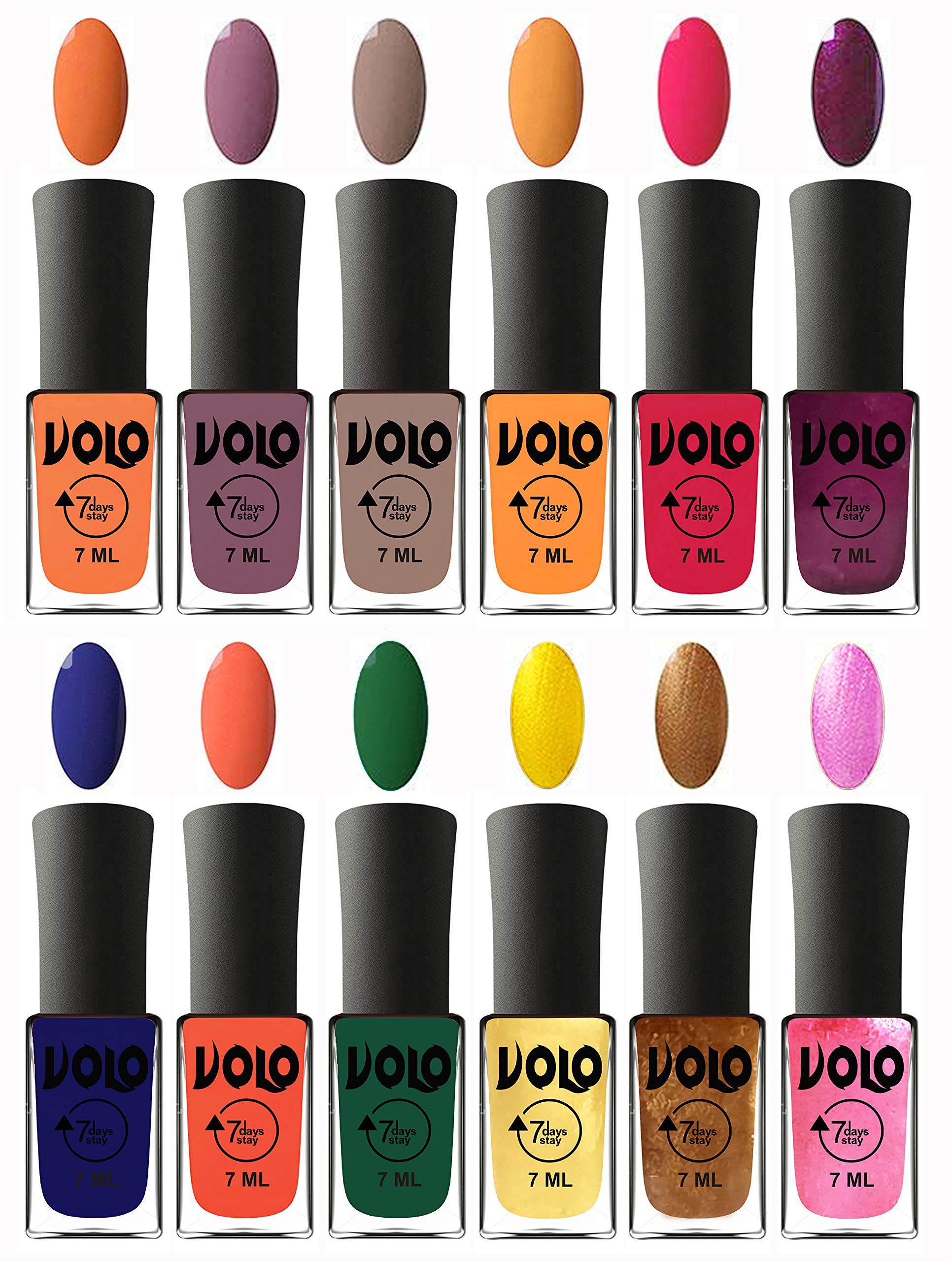 Volo 12 Colors Long Lasting Nail Polish Set for Women & Girls - Vibrant Multi-Color Nail Paints for Manicure, Pedicure, Salon & Home Nail Art
