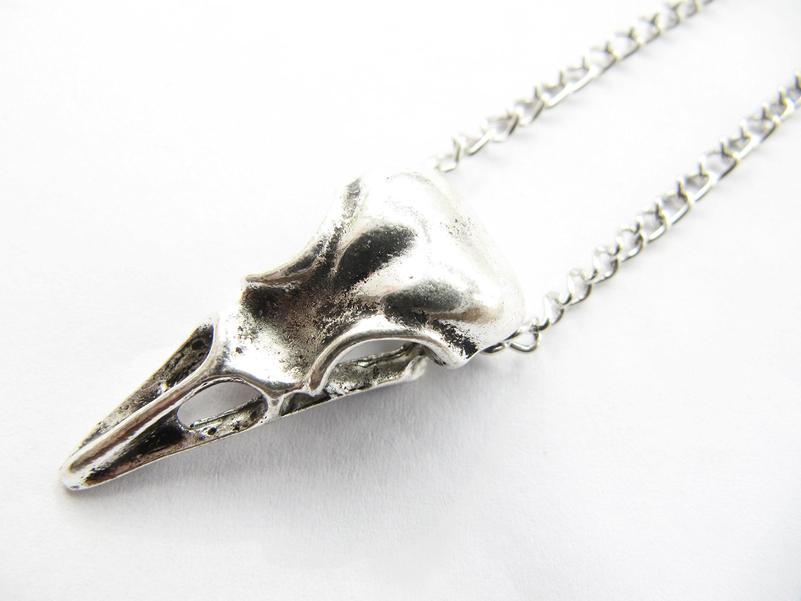 Gothic Raven Skull Pendant Necklace - Large Bird Skull Jewelry for Men & Women - Perfect for Goth Fashion, Halloween Costume, and Dark Aesthetic Outfits