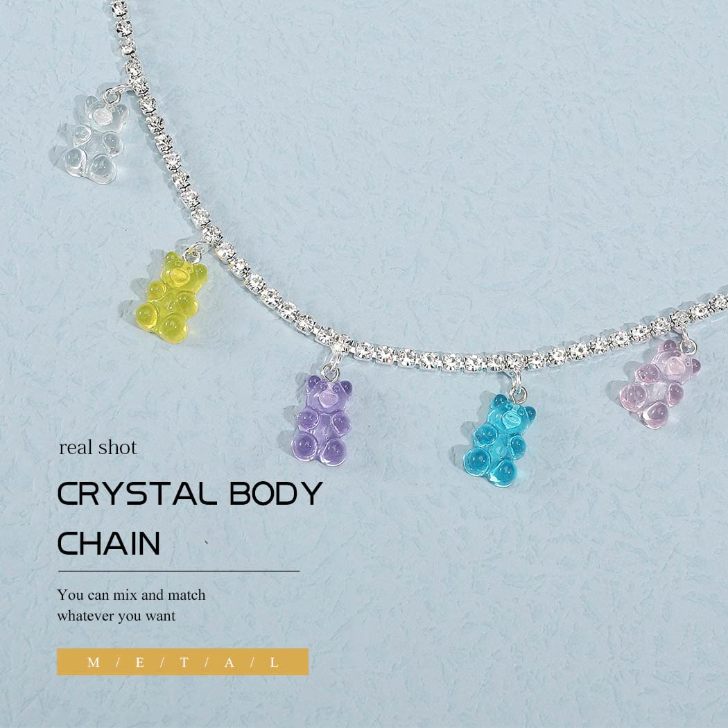 Silver Rhinestone Belly Chain for Women - Sparkly Crystal Body Jewelry, Cute Waist Chain for Girls, Perfect for Rave, Festival, and Beach Accessories