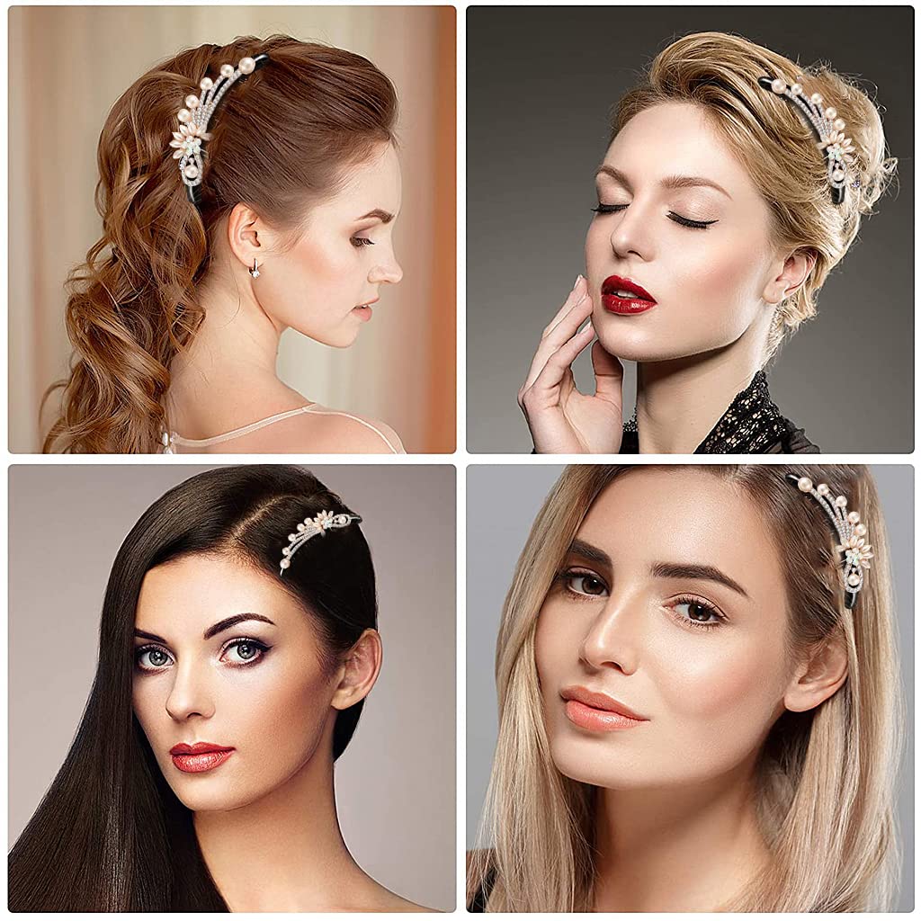 PALAY® Pearl Rhinestone Hair Comb Clip for Women - Elegant French Hair Stick for Buns, Updos & Ponytails - Perfect for Weddings, Parties & Everyday Styling