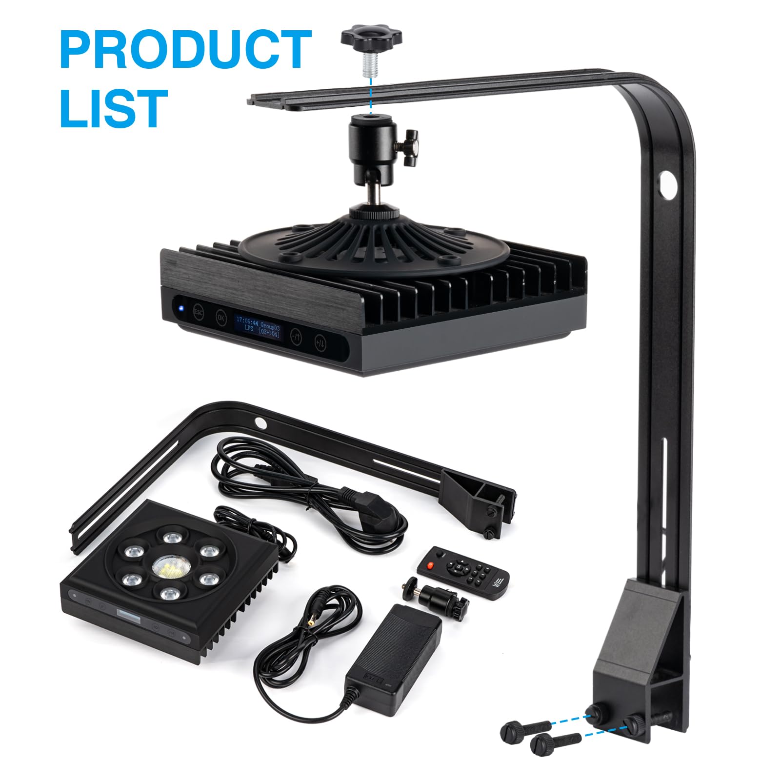 140W Reef Aquarium LED Light with Sunrise/Sunset & Moonlight Modes, Master/Slave Control, Timer & Display - Wide Coverage Saltwater Coral Tank Lighting for Marine Fish Tanks & Coral Reef Aquascaping