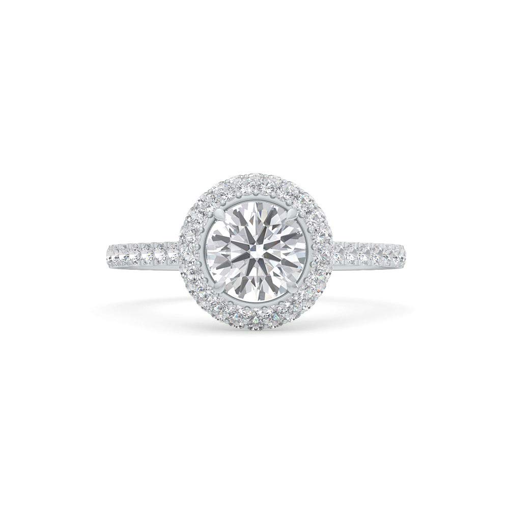 Moissanite Engagement Ring for Women - 14K Gold Plated 925 Sterling Silver Halo Ring with Brilliant Round Cut | Perfect Wedding, Promise & Anniversary Jewelry Gift for Her