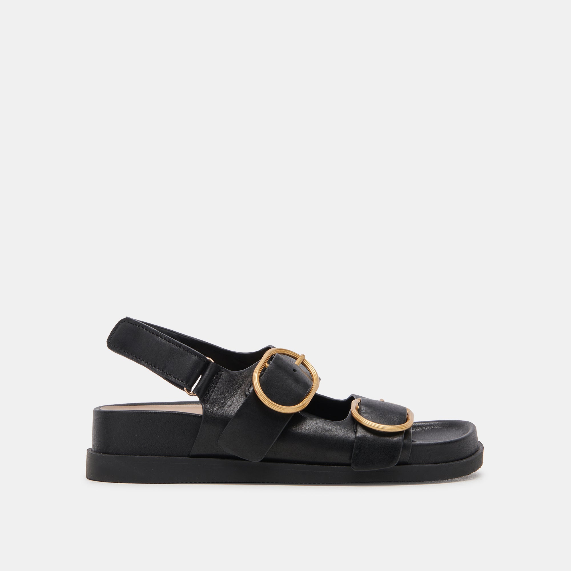 STARLA Women's Black Leather Sandals - Comfortable & Stylish Casual Footwear for Summer, Beach, and Everyday Wear