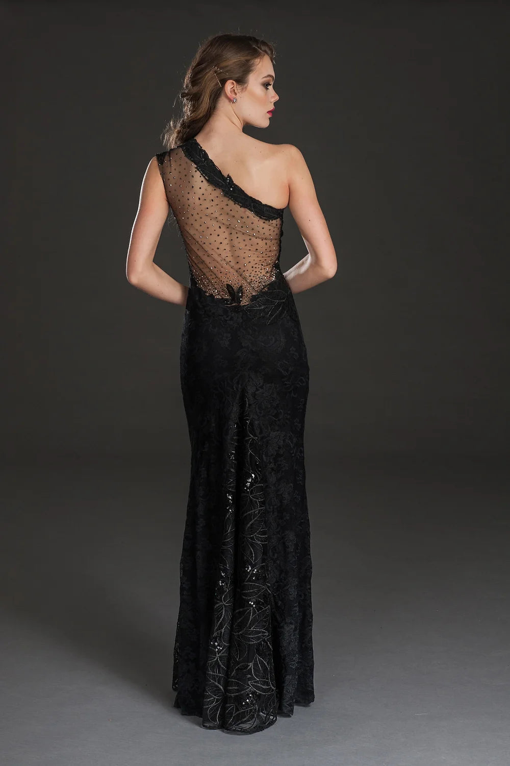 Elegant Embellished One Shoulder Evening Gown - Black | Formal Dresses for Prom, Wedding & Special Occasions