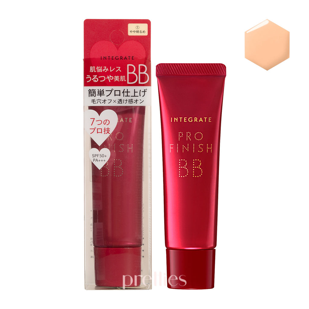Shiseido INTEGRATE Pro Finish BB Cream SPF50+ PA+++ - #1 Bright Beige 30g - Lightweight Foundation with Sun Protection for Daily Makeup & Flawless Coverage