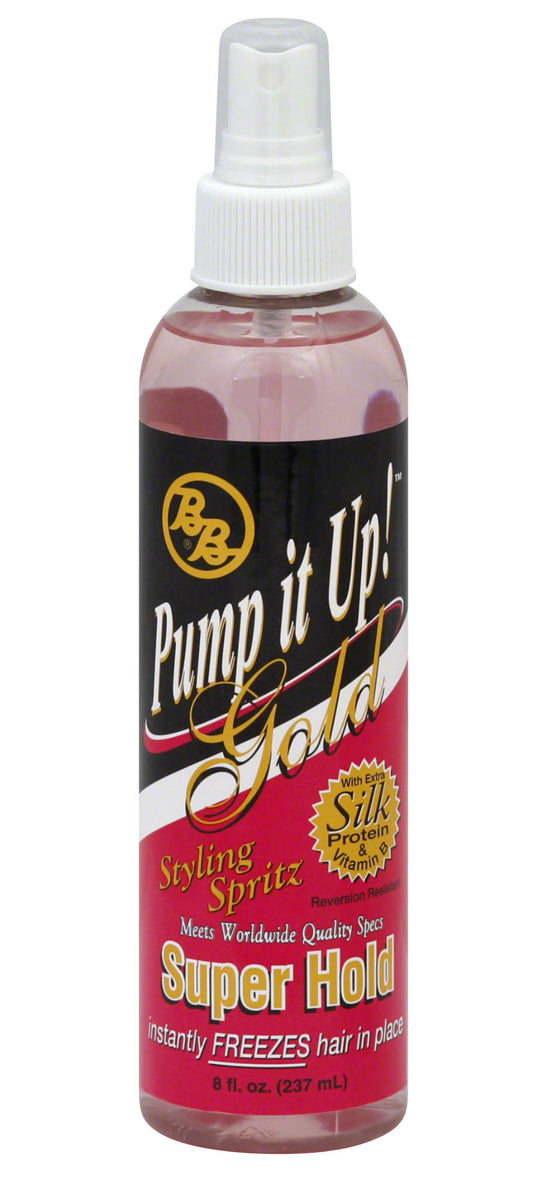 BB Pump It Up Spritz [Gold] 80% 8 oz - Volumizing Hair Spray for Fine & Thin Hair - Perfect for Daily Styling & Special Occasions