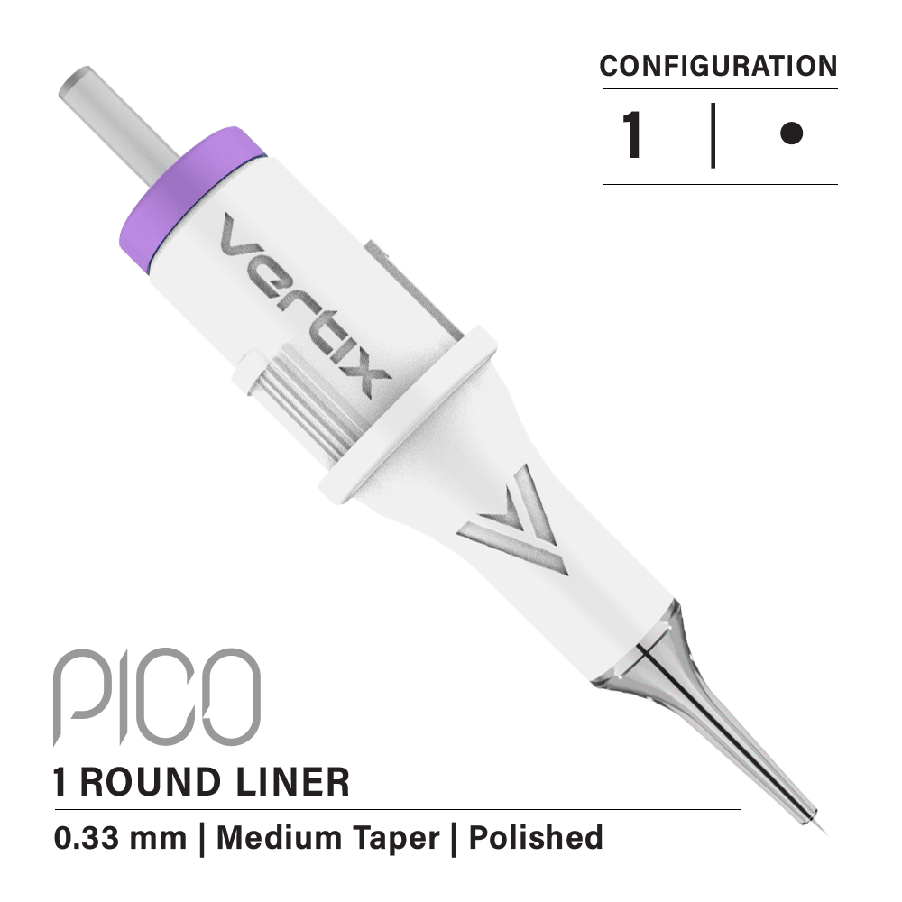 Vertix Pico Round Liner Tattoo Machine - Professional Rotary Tattoo Pen for Artists | Perfect for Fine Lines, Detail Work & Small Tattoos | Home Studio & Professional Use