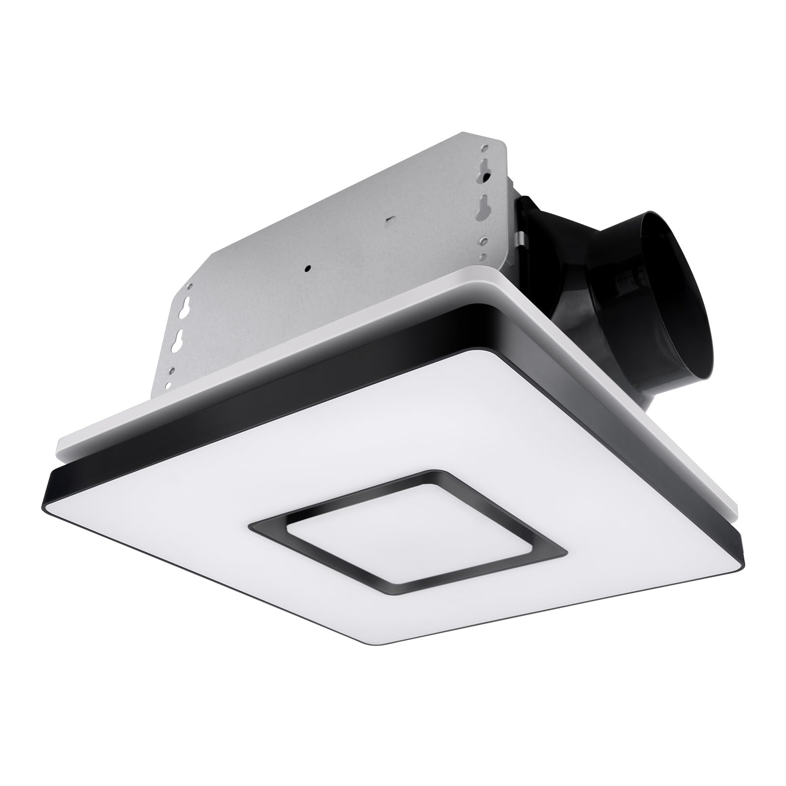 Akicon 90 CFM Bathroom Exhaust Fan with Dimmable LED Light & Night Light - 1.5 Sones Quiet Ventilation, 15W 3CCT Ceiling Fan Light Combo for Home Bathroom (Square, Black) - Perfect for Moisture Control & Air Circulation in Bathrooms, Laundry Rooms & Small Spaces