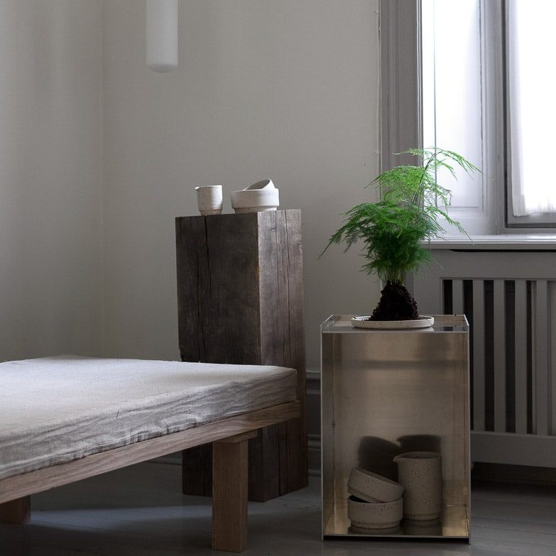 FRAMA Rivet Box Table - Modern Industrial Side Table with Metal Rivet Design for Living Room, Bedroom & Office Decor