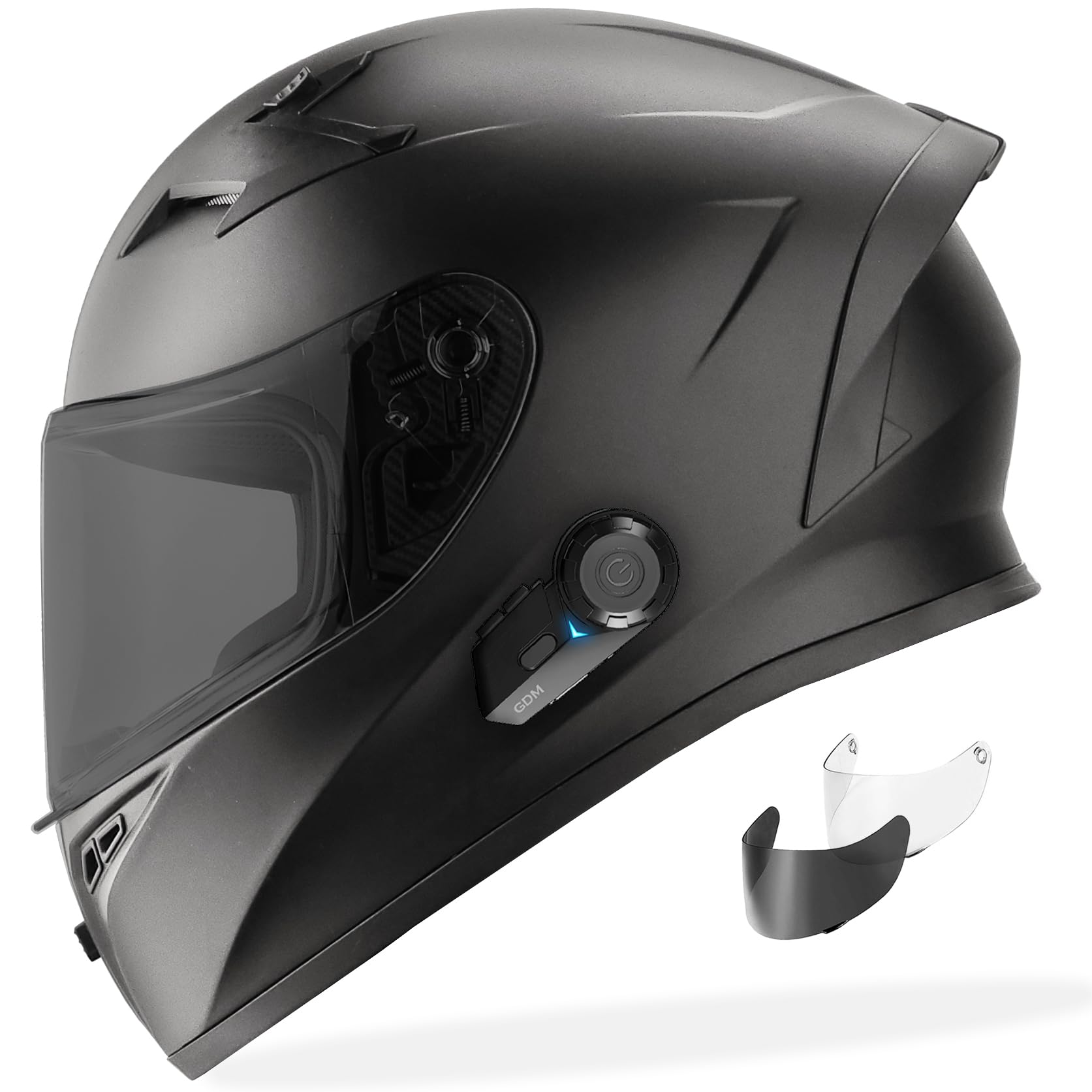 GDM Venom Motorcycle Helmet with Bluetooth Intercom - DOT Certified Full Face Helmet for Men & Women - Wireless Communication for Riders - Perfect for Street Bikes, Cruisers & Touring Motorcycles