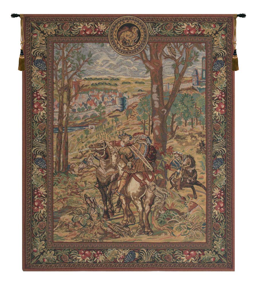 Vintage Brussels Belgian Tapestry Wall Hanging - Right Side Design | 39x33 Inch Cotton Polyester Blend Wall Art | Home Decor for Living Room, Bedroom & Office | Charlotte Home Furnishings
