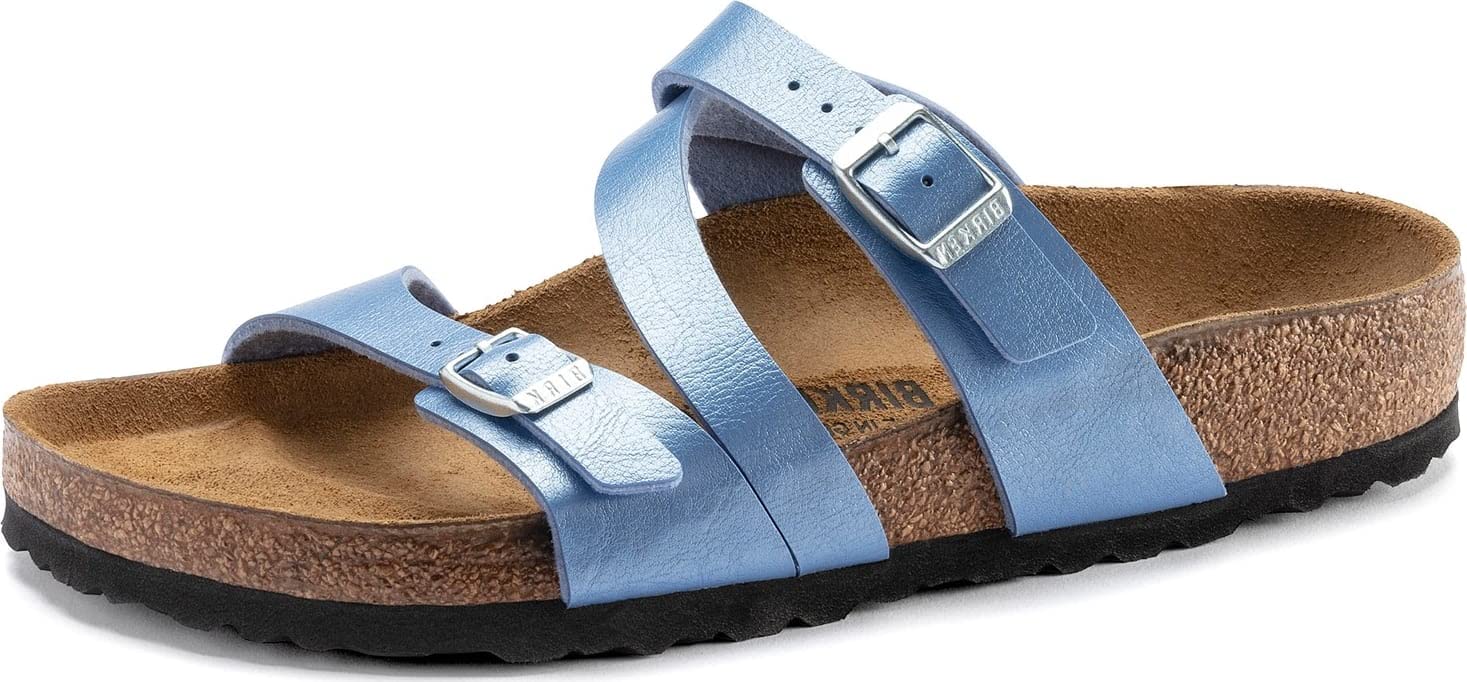 Birkenstock Women's Blue Leather Sandals - Comfortable Arch Support Footbed | Perfect for Casual Wear, Beach Outings & Summer Fashion