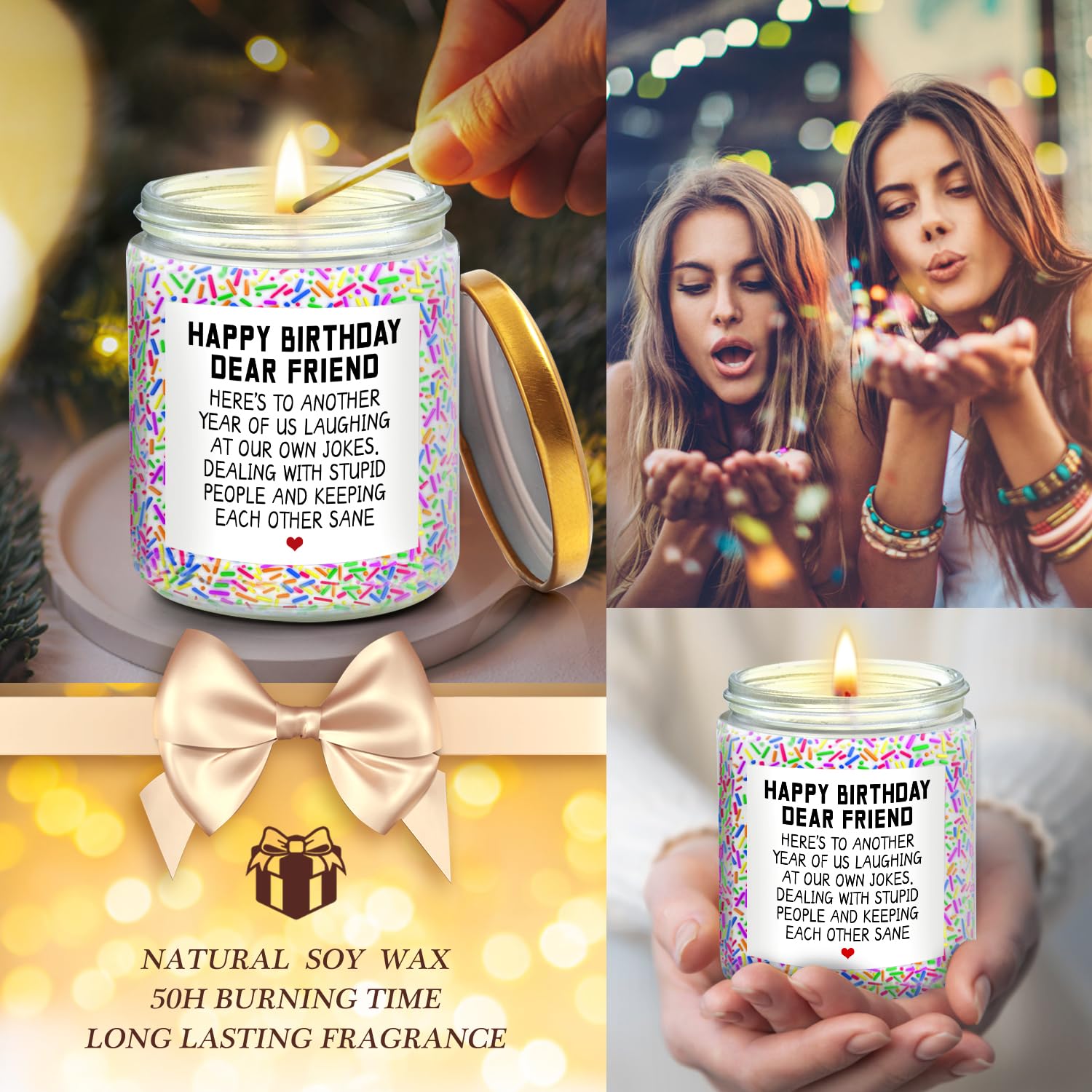 Funny Birthday Gifts for Women - Best Friend Gifts, BFF Gifts, Sister & Coworker Presents - Scented Christmas Candles for Her - Perfect for Birthdays, Friendship Day & Holiday Celebrations