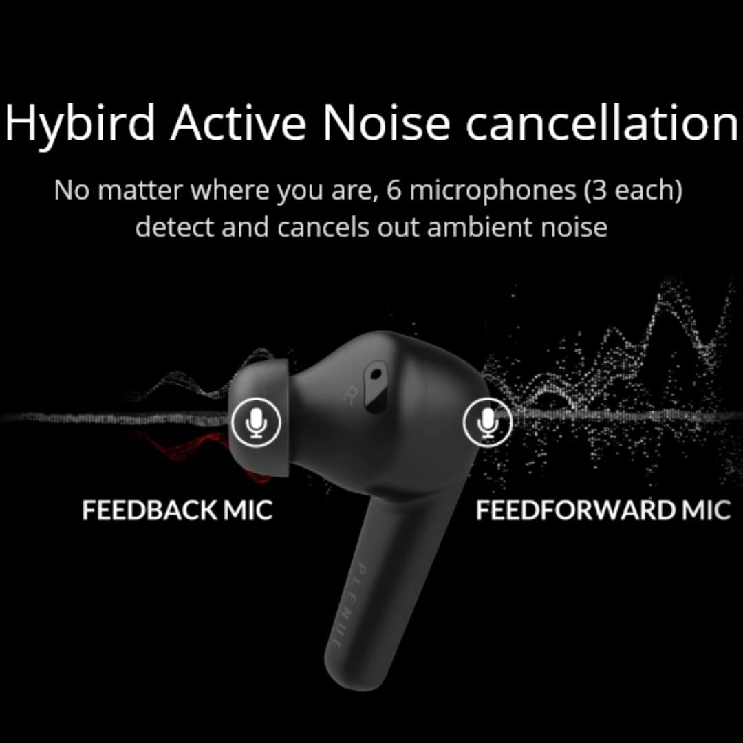 COWON Gala Hybrid Active Noise Cancelling Wireless Earbuds - Bluetooth 5.2 True Wireless Earbuds with Wireless Charging Case, IPX4 Waterproof, Built-in 3 Mics, One-Touch Mode Control for Gym, Running & Travel (Red Black)