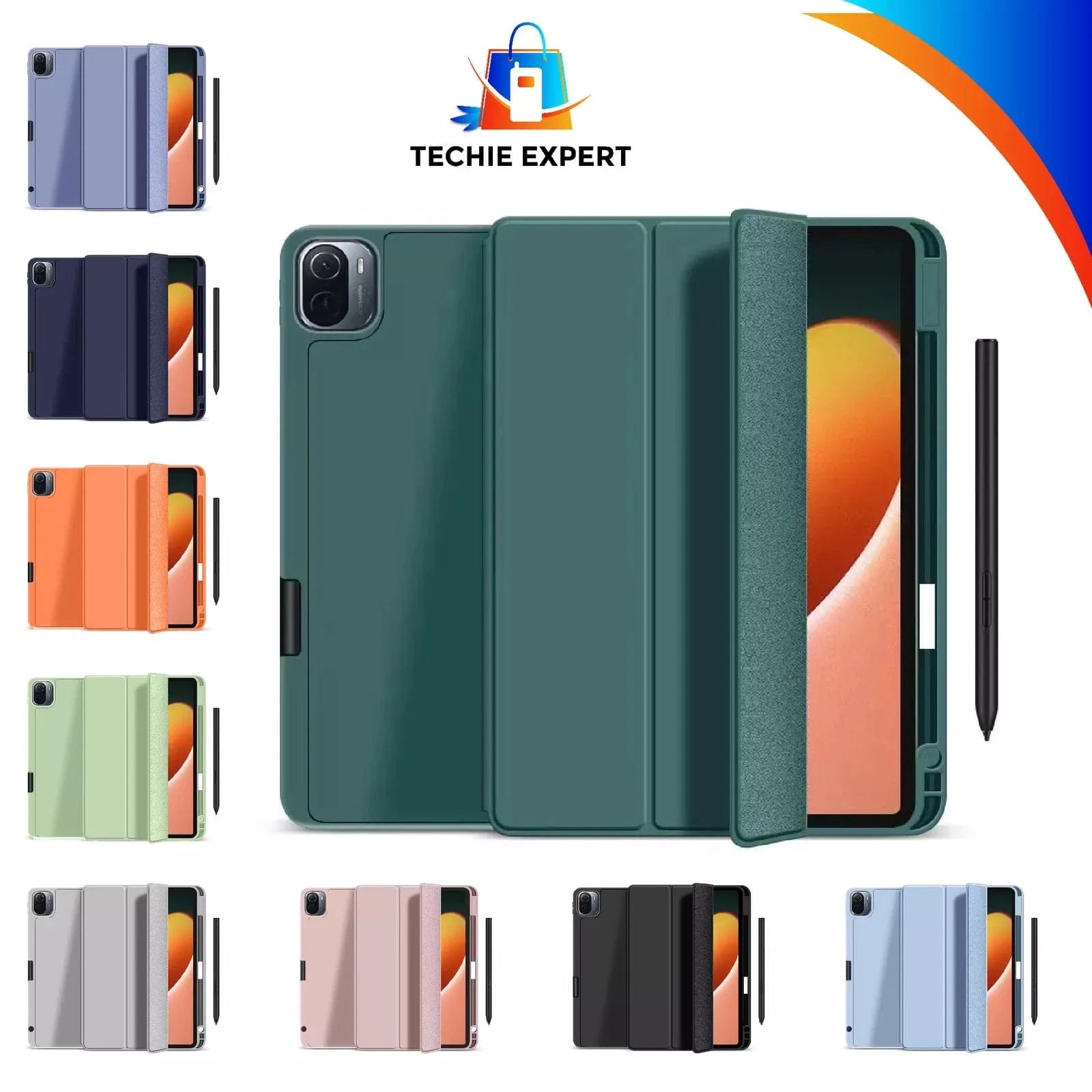 Shockproof TPU Case for iPad Pro 12.9 5th Generation (2021 Model) with Apple Pencil Slot - Durable Protective Cover for Work, Travel & School - Grey