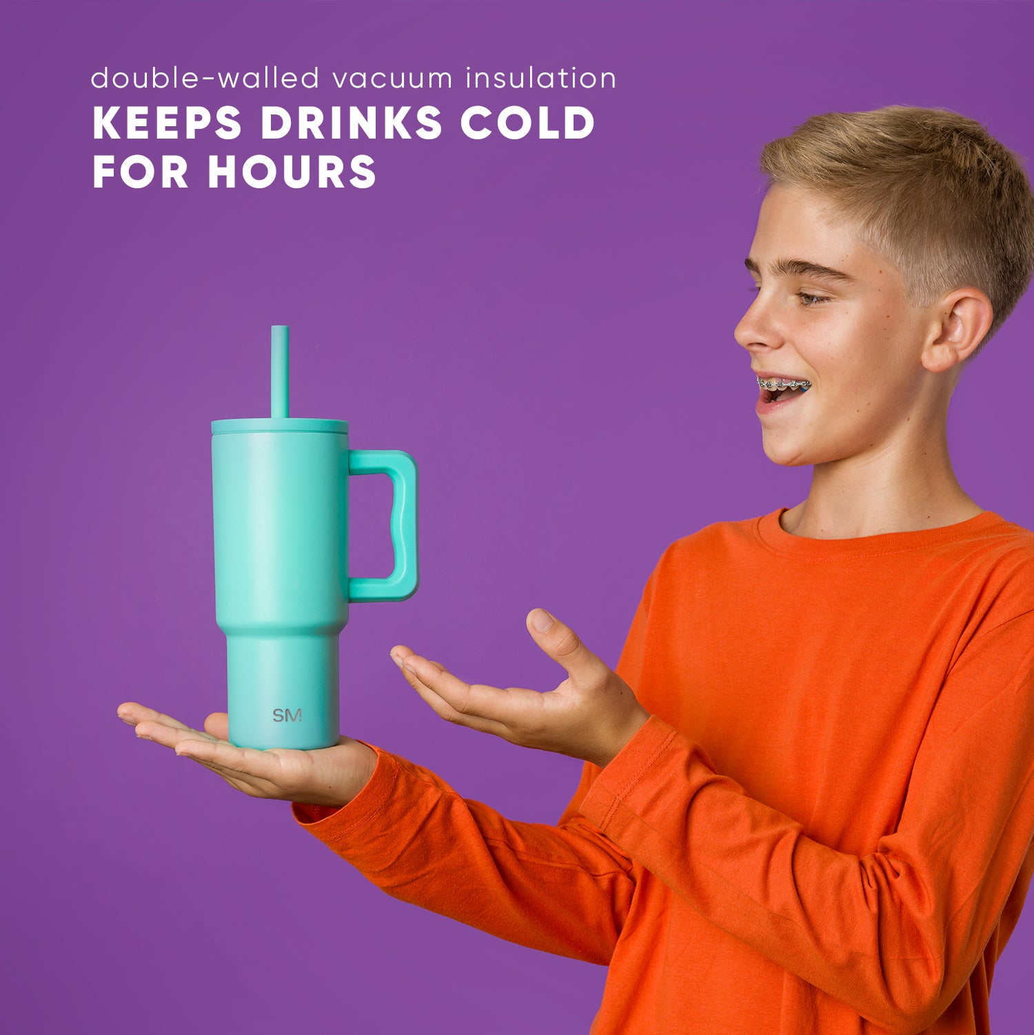 Trek Kids Tumbler with Silicone Straw Lid - Insulated Stainless Steel Water Bottle for Children - Perfect for School, Travel & Outdoor Activities