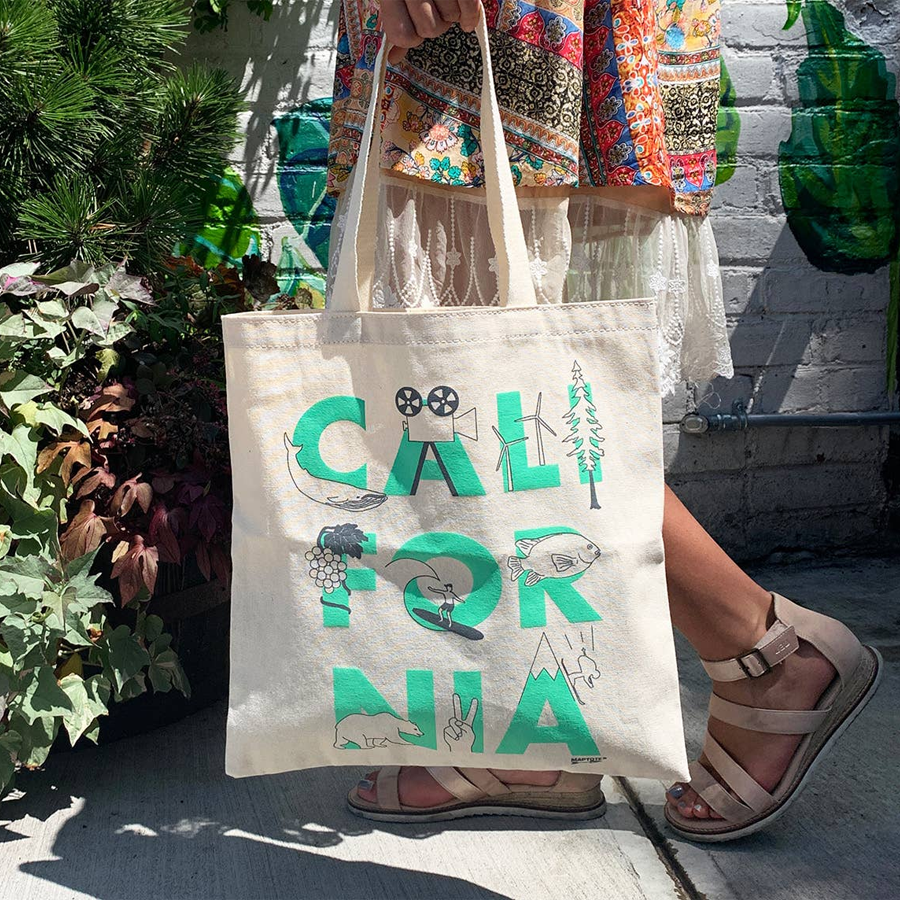 California Font Grocery Tote Bag - Eco-Friendly Reusable Shopping Tote with Stylish Design - Perfect for Farmers Market, Beach Trips & Everyday Errands