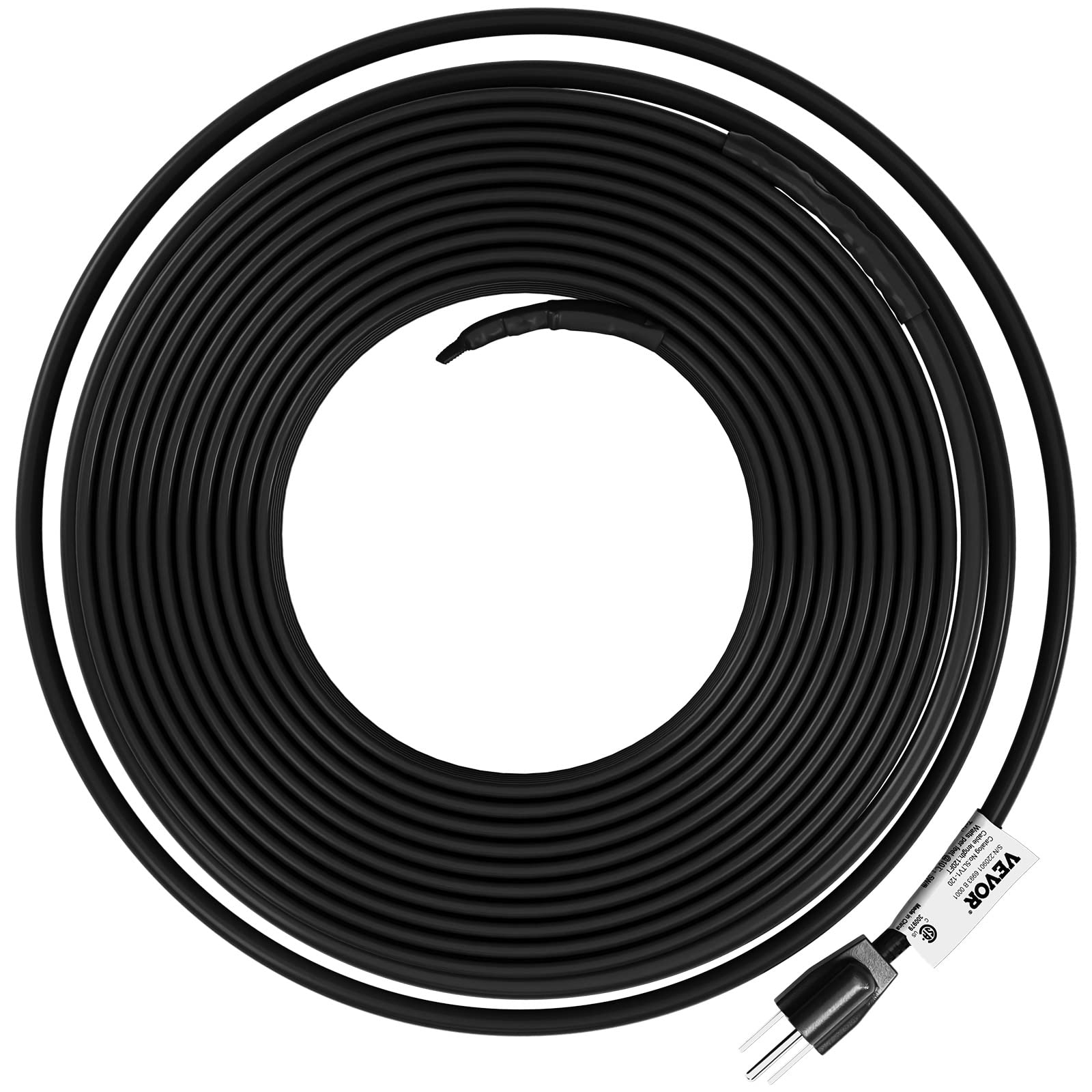 VEVOR Self-Regulating Pipe Heating Cable 120ft - 5W/ft Heat Tape for Freeze Protection - Roof Snow Melting & Gutter De-Icing - 120V Water Pipe Heater for Home, RV & Outdoor Use in Winter
