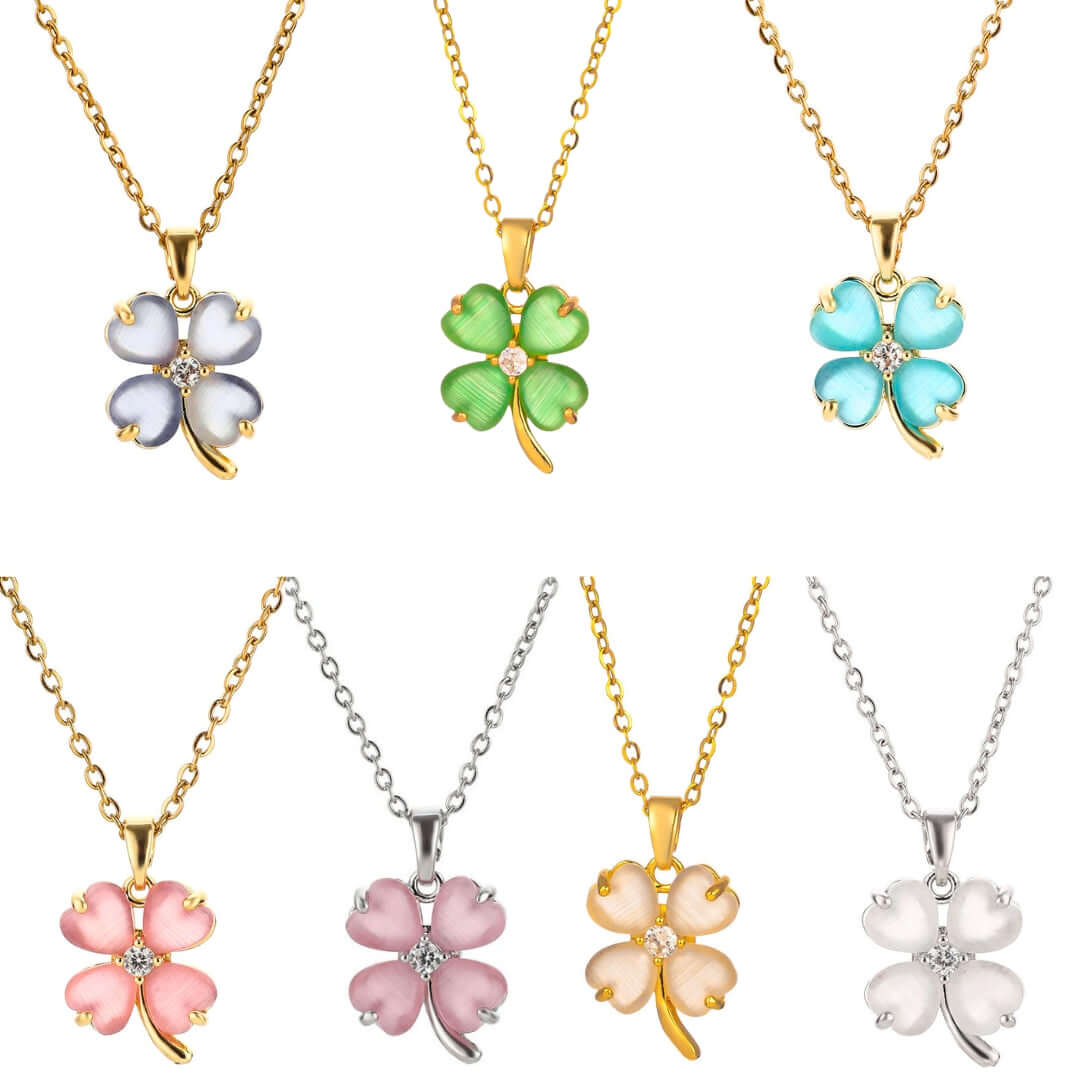 Lucky Titanium Four Leaf Clover Pendant Necklace for Women | HN2130 | Elegant Jewelry Gift for Birthday, Anniversary & St. Patrick's Day