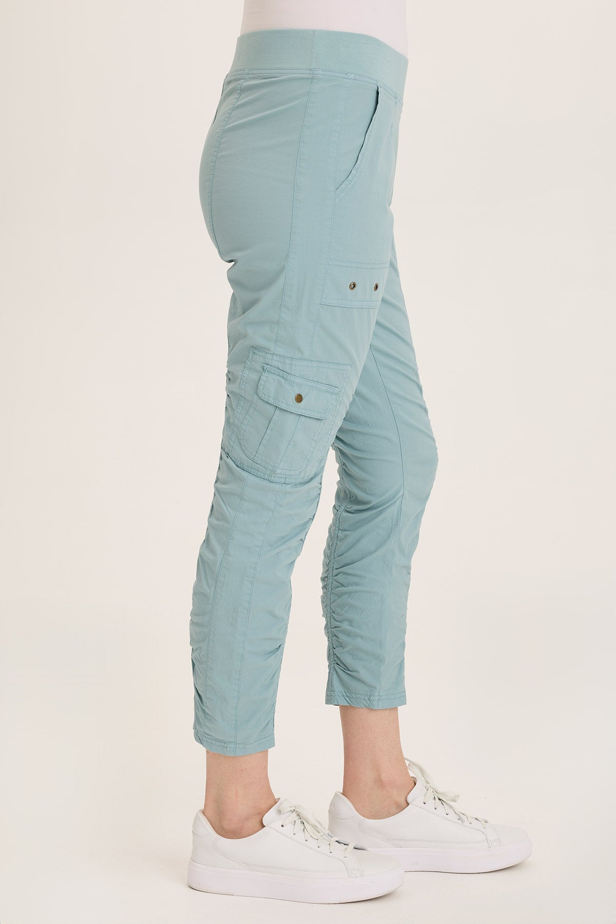 Tilton Stretch Poplin Ruched Skinny Pants for Women - Slim Fit High Waisted Trousers with Elastic Waistband | Perfect for Office, Business Casual & Night Out